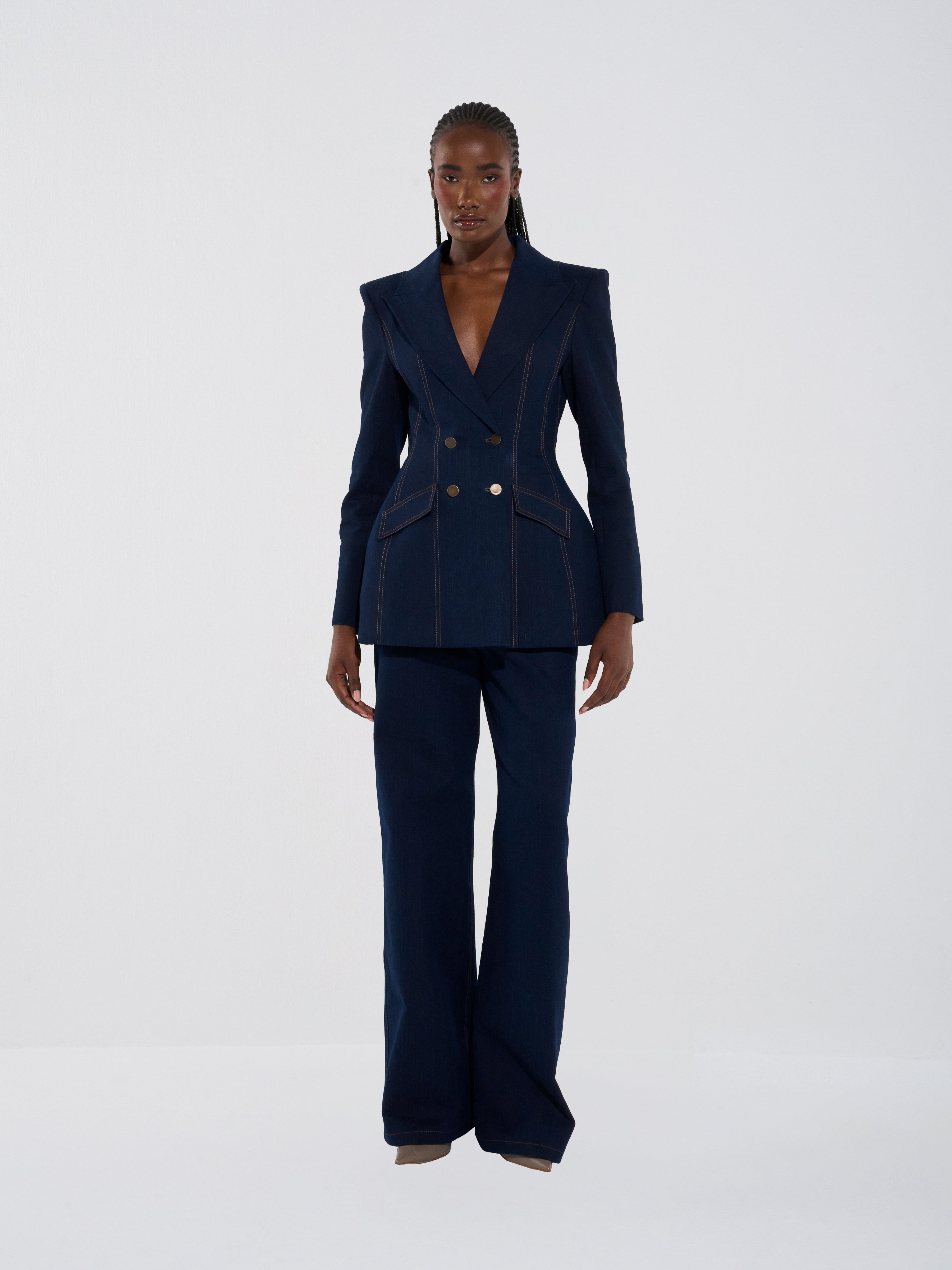 Tailored Straight-Leg Denim Trousers