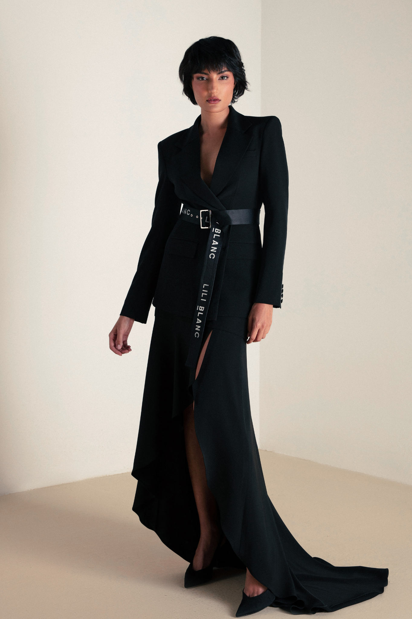 Asymmetric Long Skirt Suit By Lili Blanc