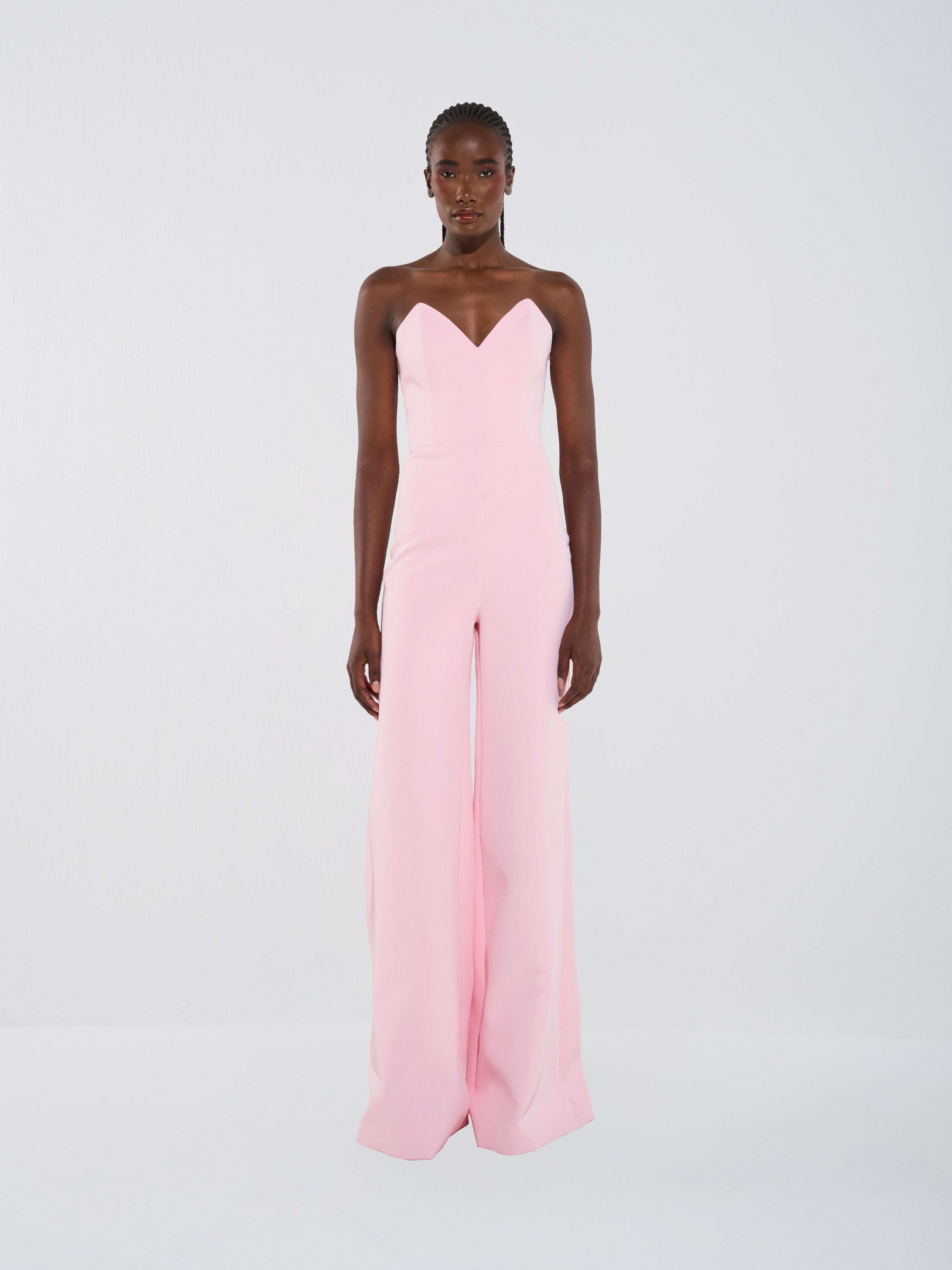 Plunge Crepe Vest & Tailored Jumpsuit Set