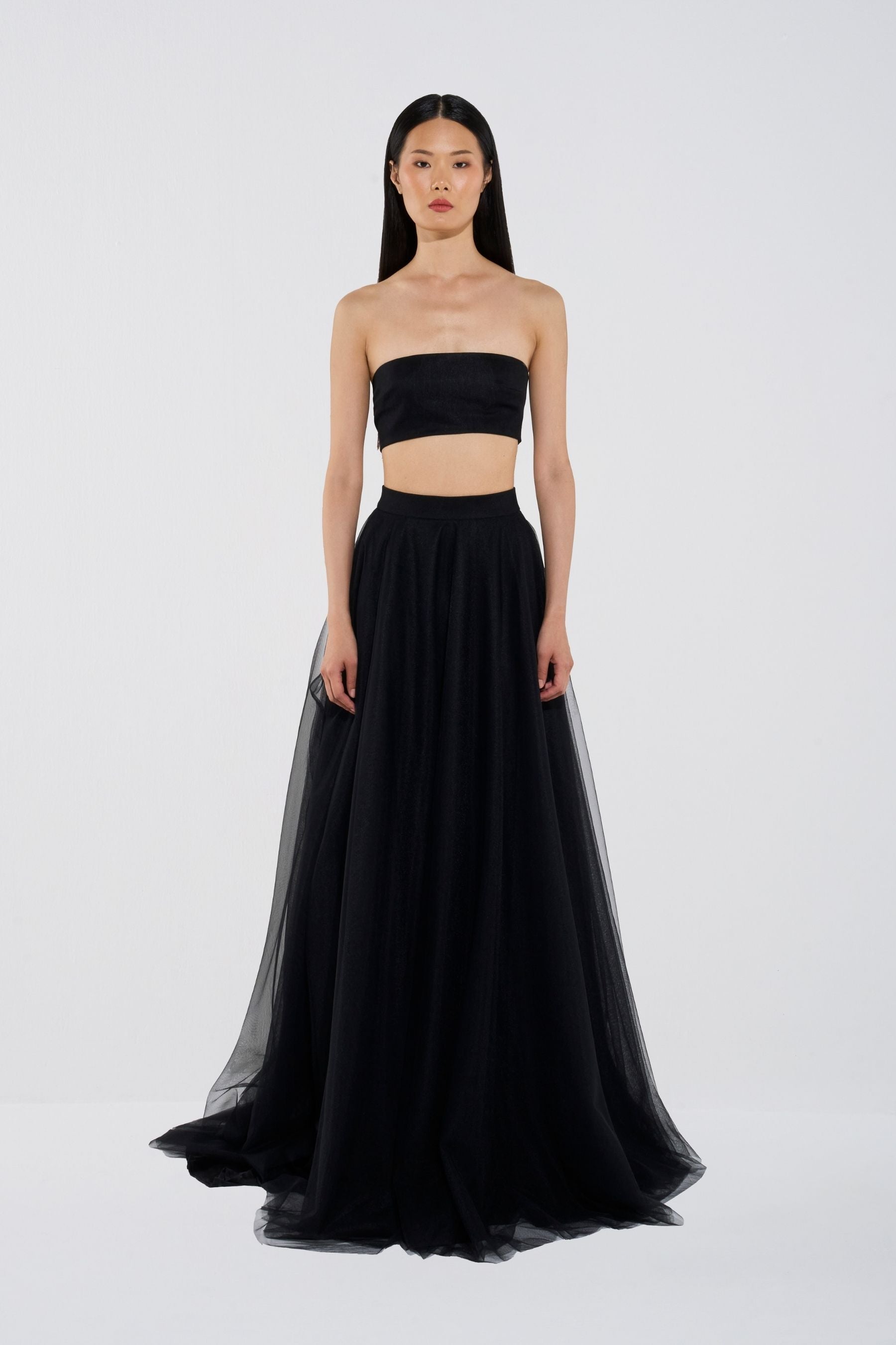 Crystal Bralette Top & Tulle Maxi Skirt Set
