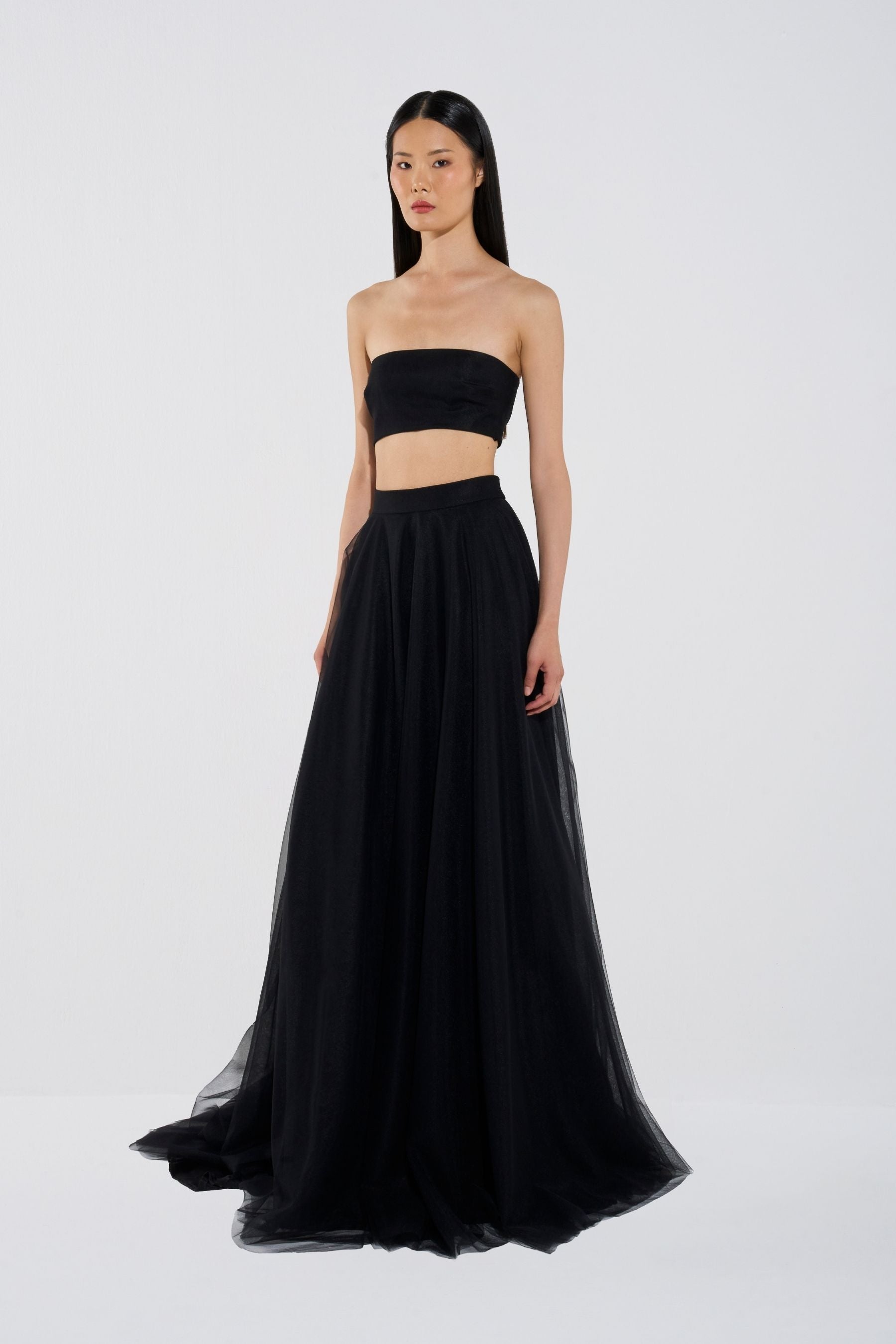 Crystal Bralette Top & Tulle Maxi Skirt Set