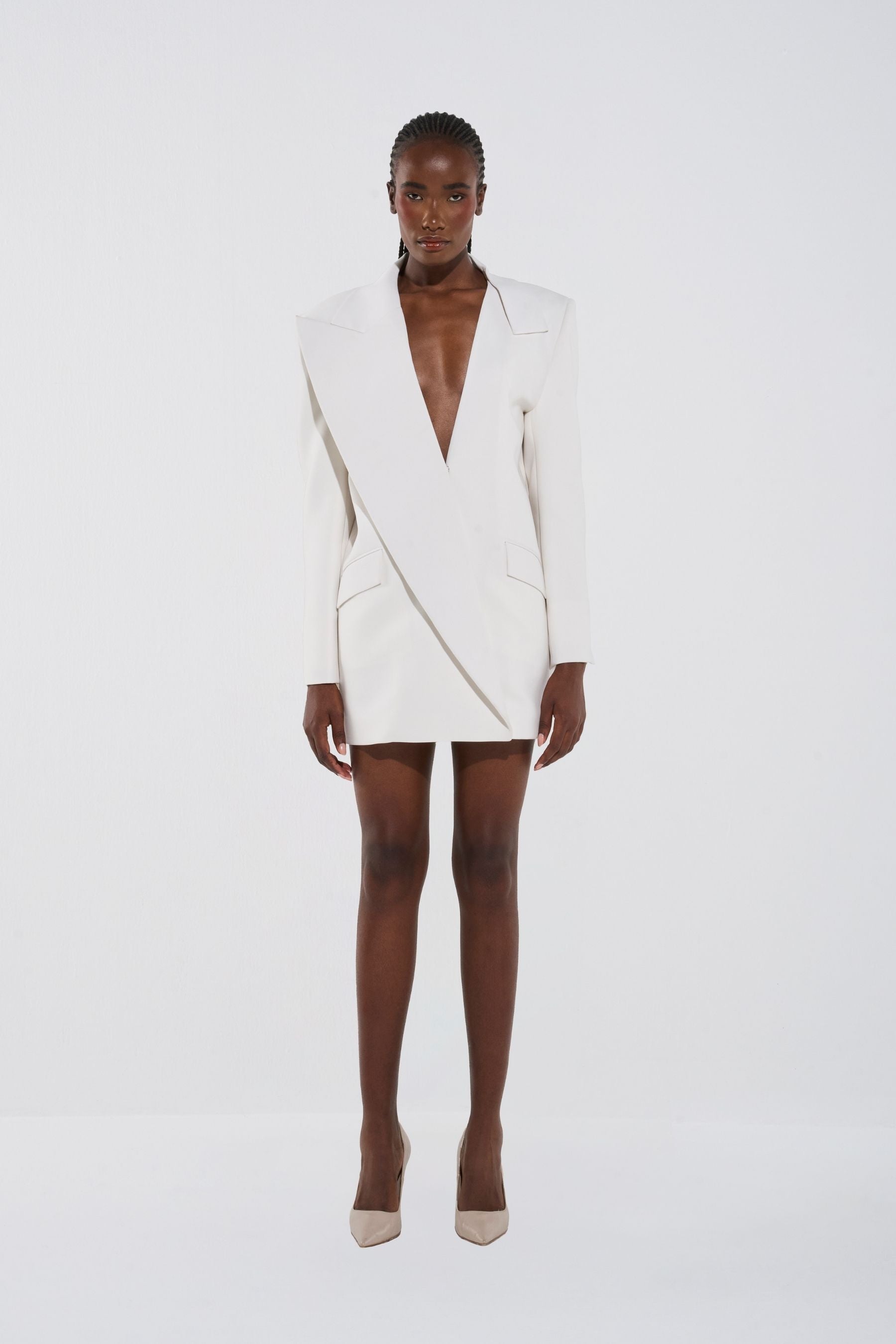 white cut out blazer dress Cut-Out Blazer Dress