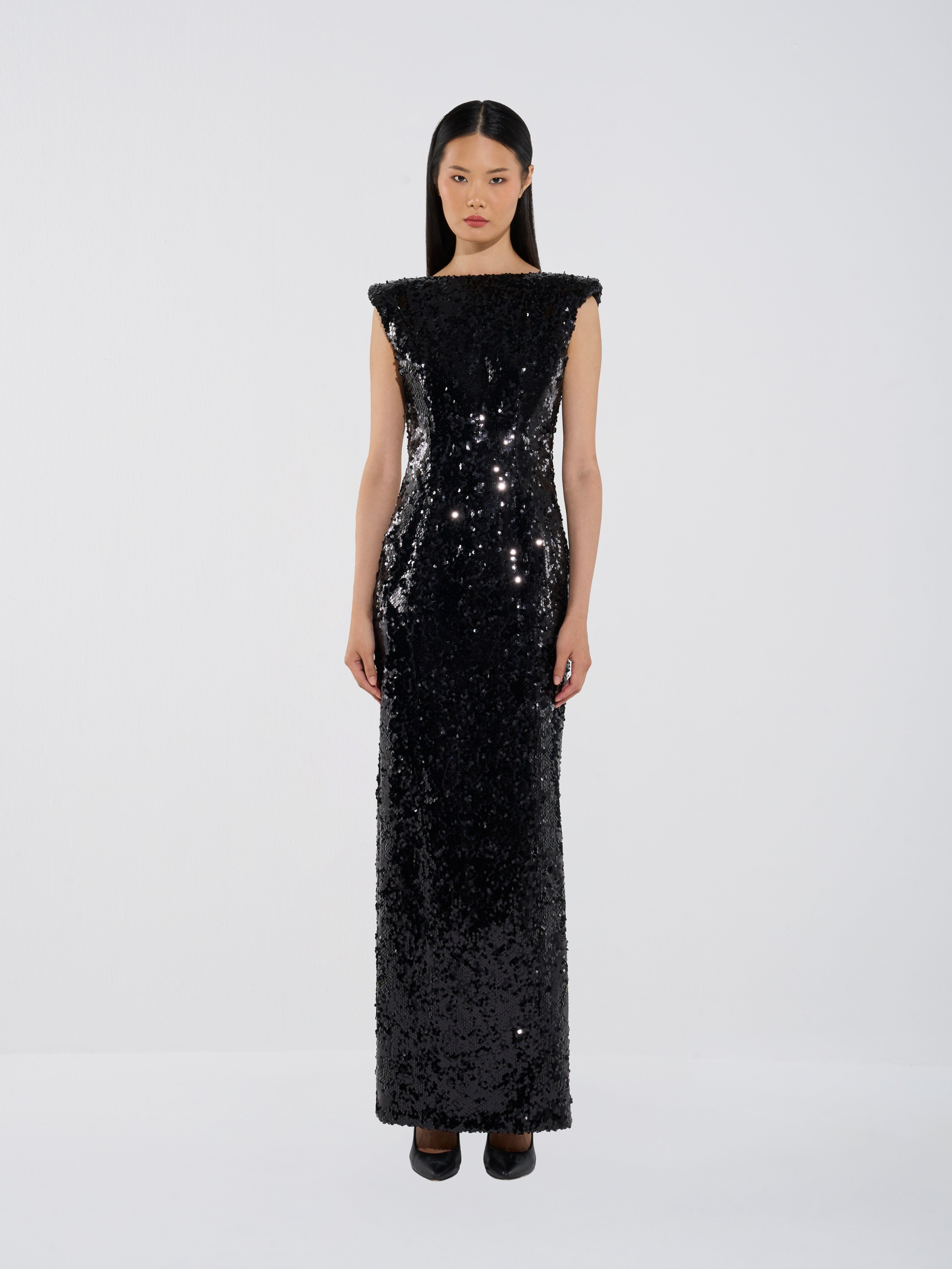 Sculpted Sequin Gown