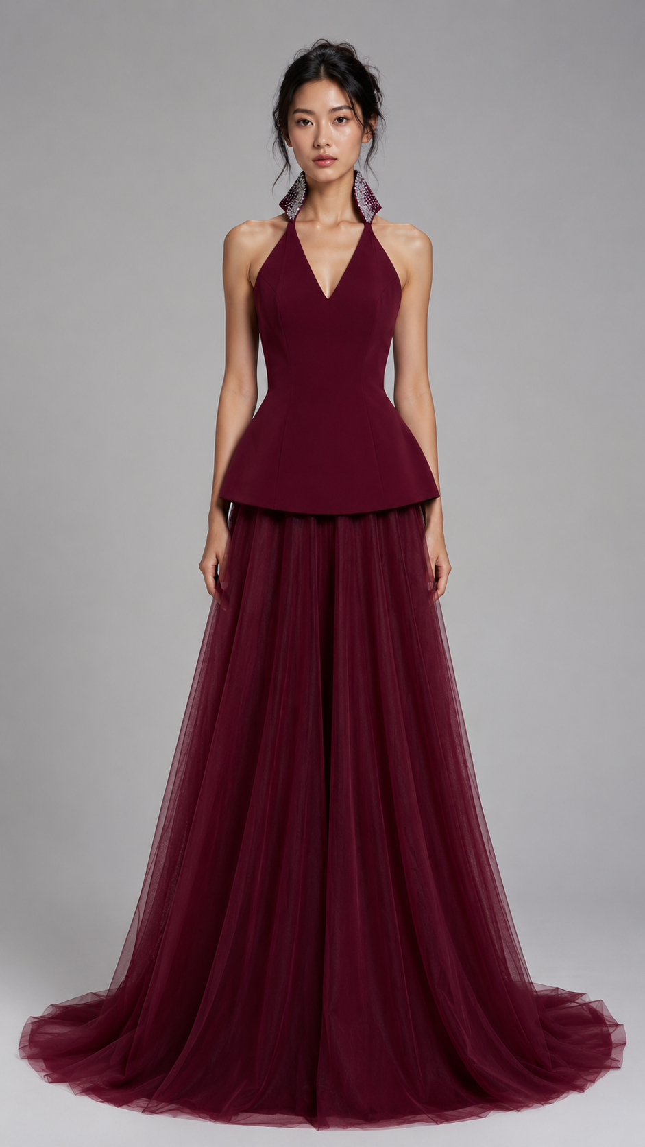 Crystal-Embellished Tulle Gown