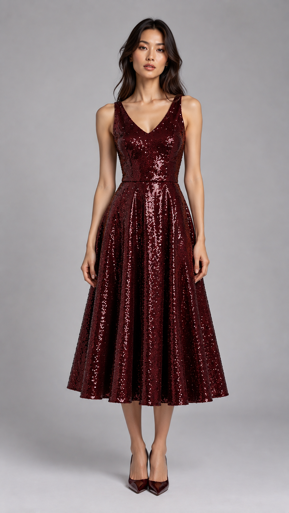 Flared V-Neck Dress