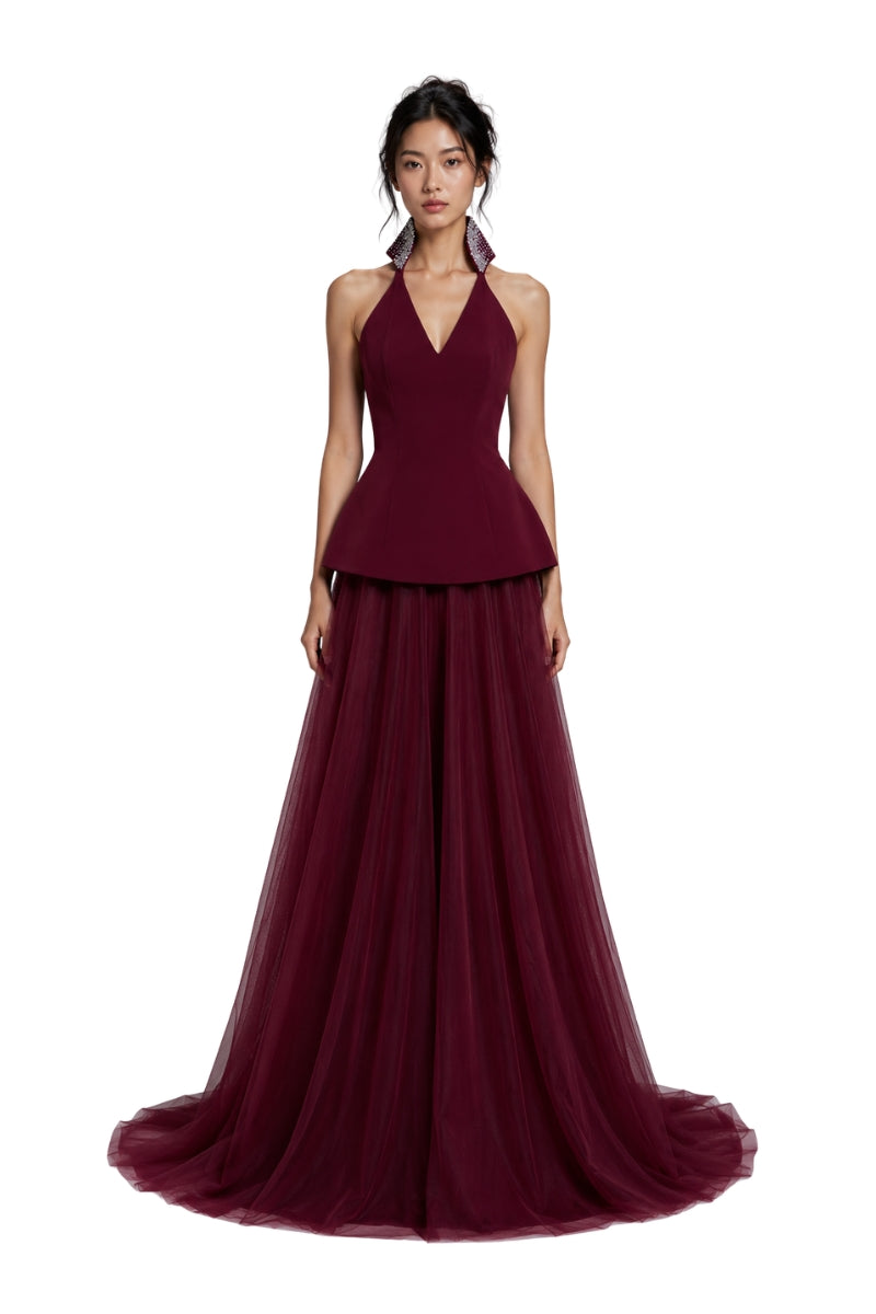 Crystal-Embellished Tulle Gown