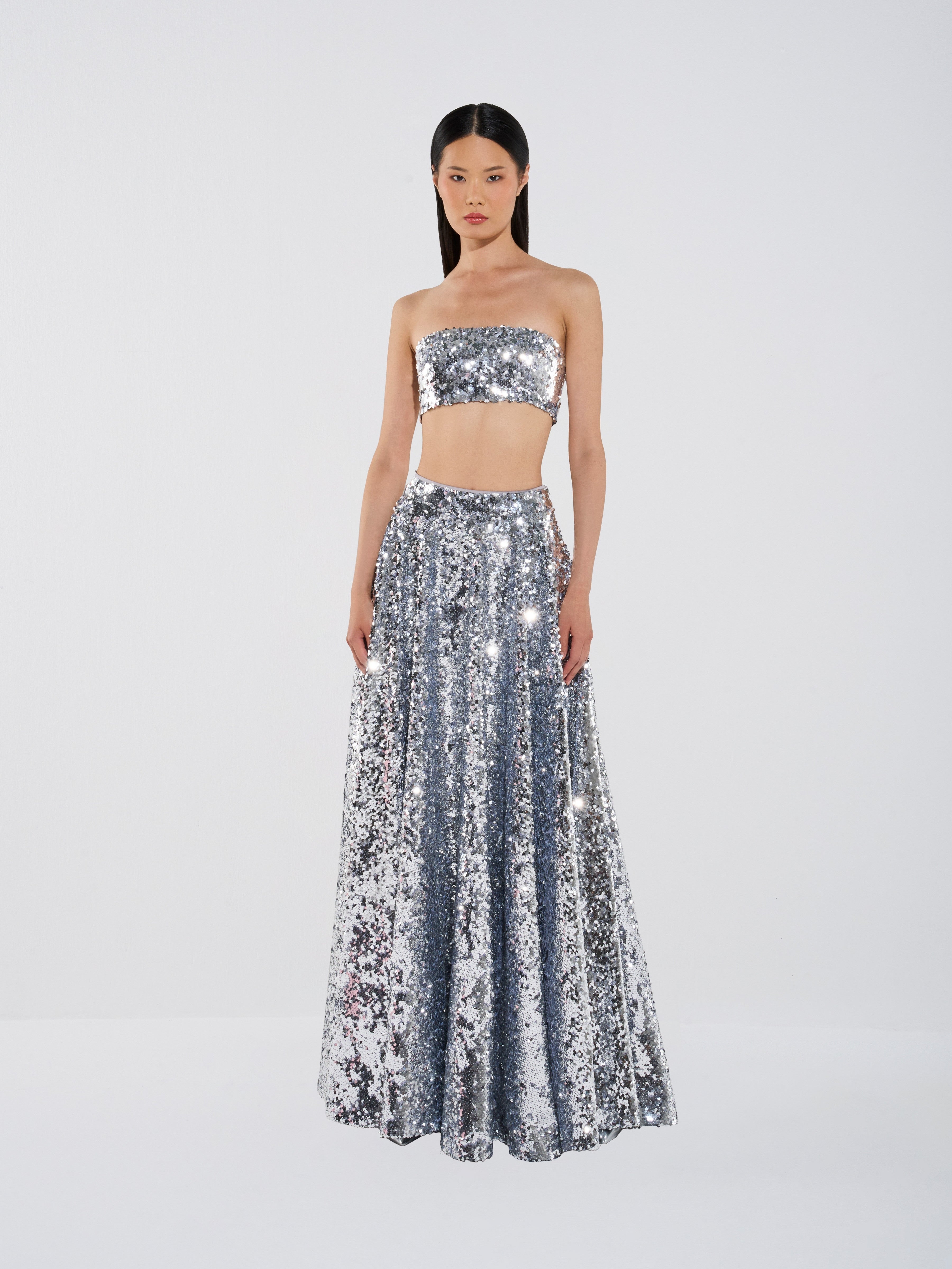 Sequin Crop Top & Sequin Maxi Skirt Set