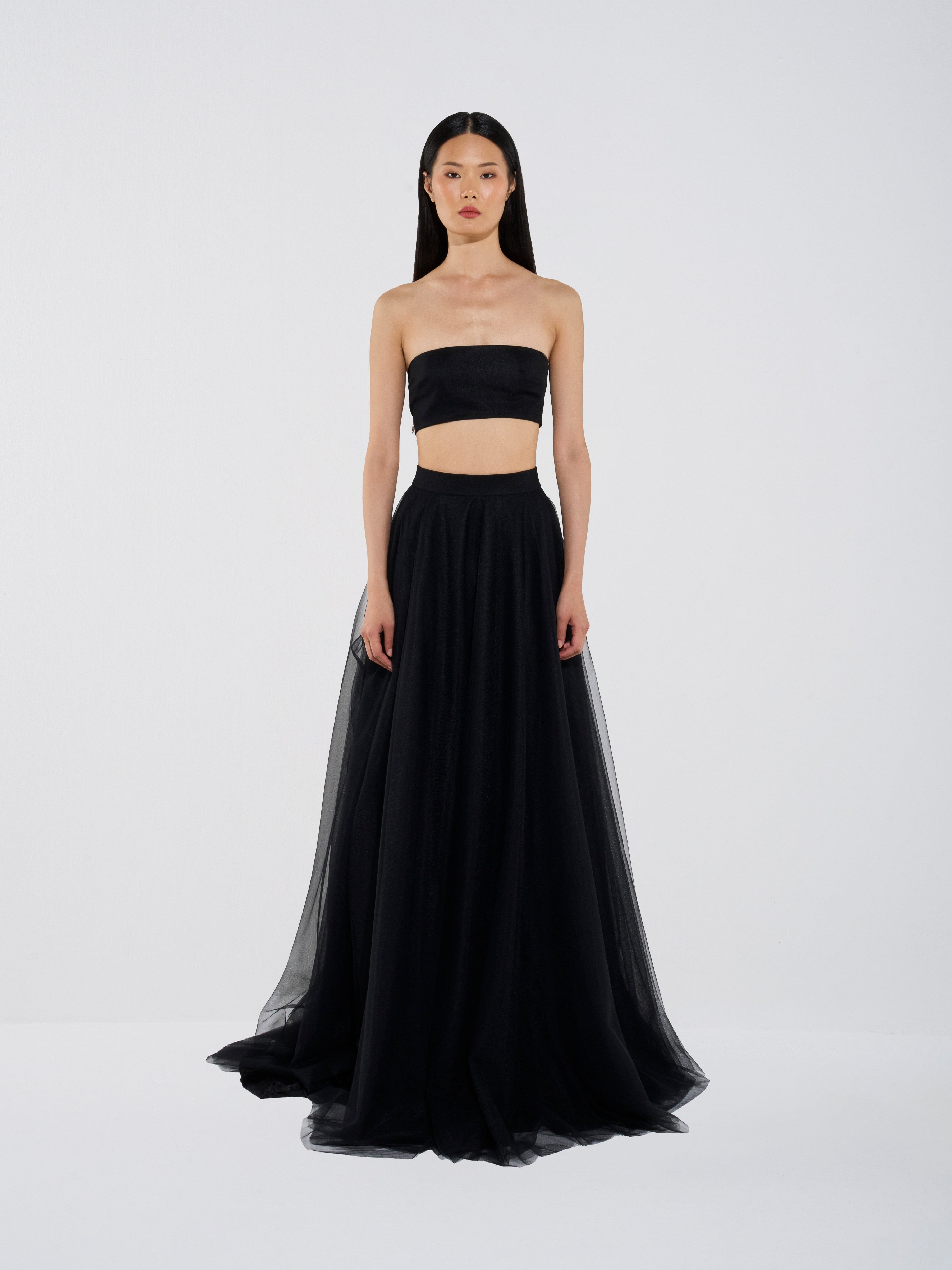 High-Waist Tulle Maxi Skirt