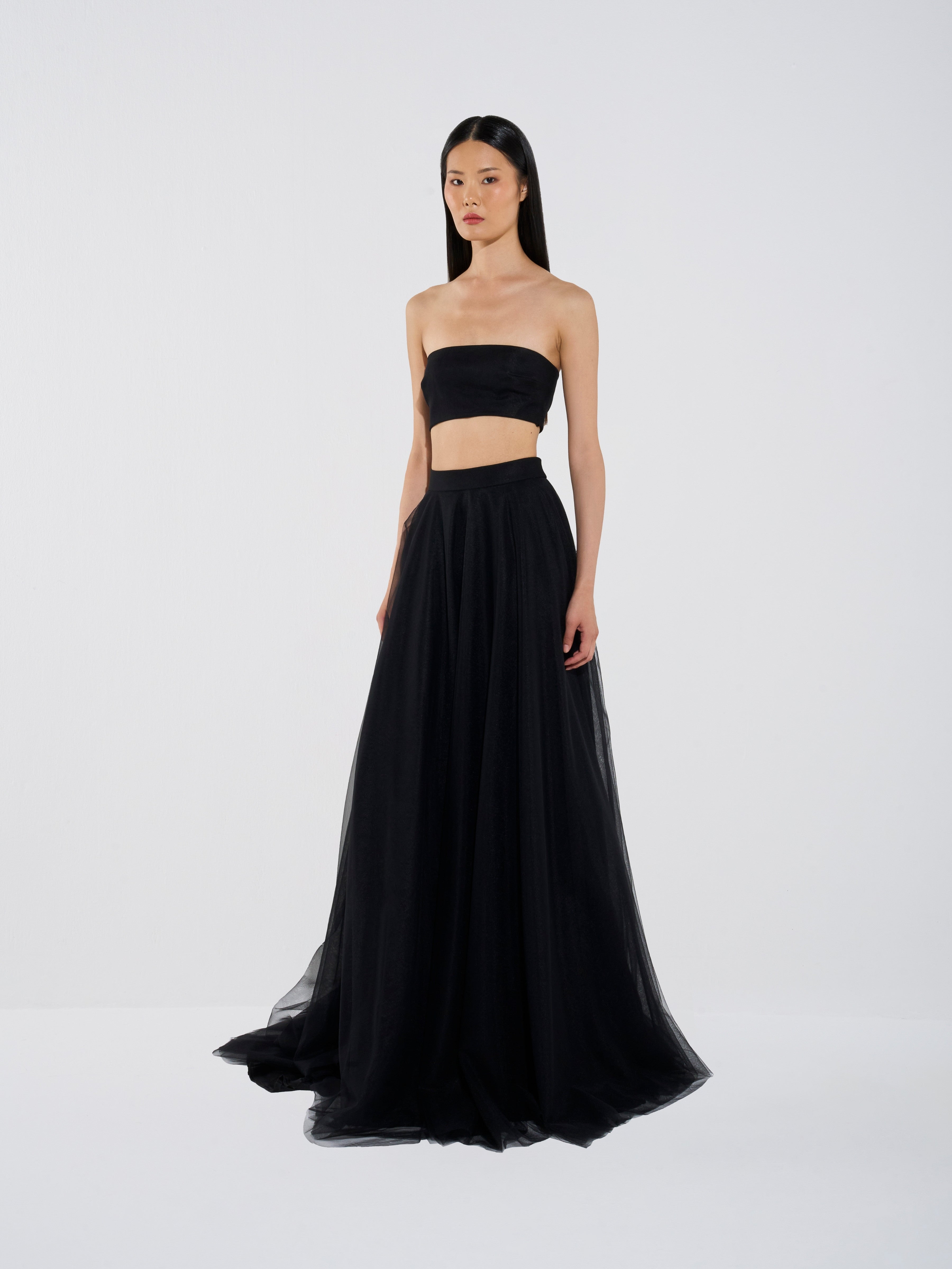High-Waist Tulle Maxi Skirt