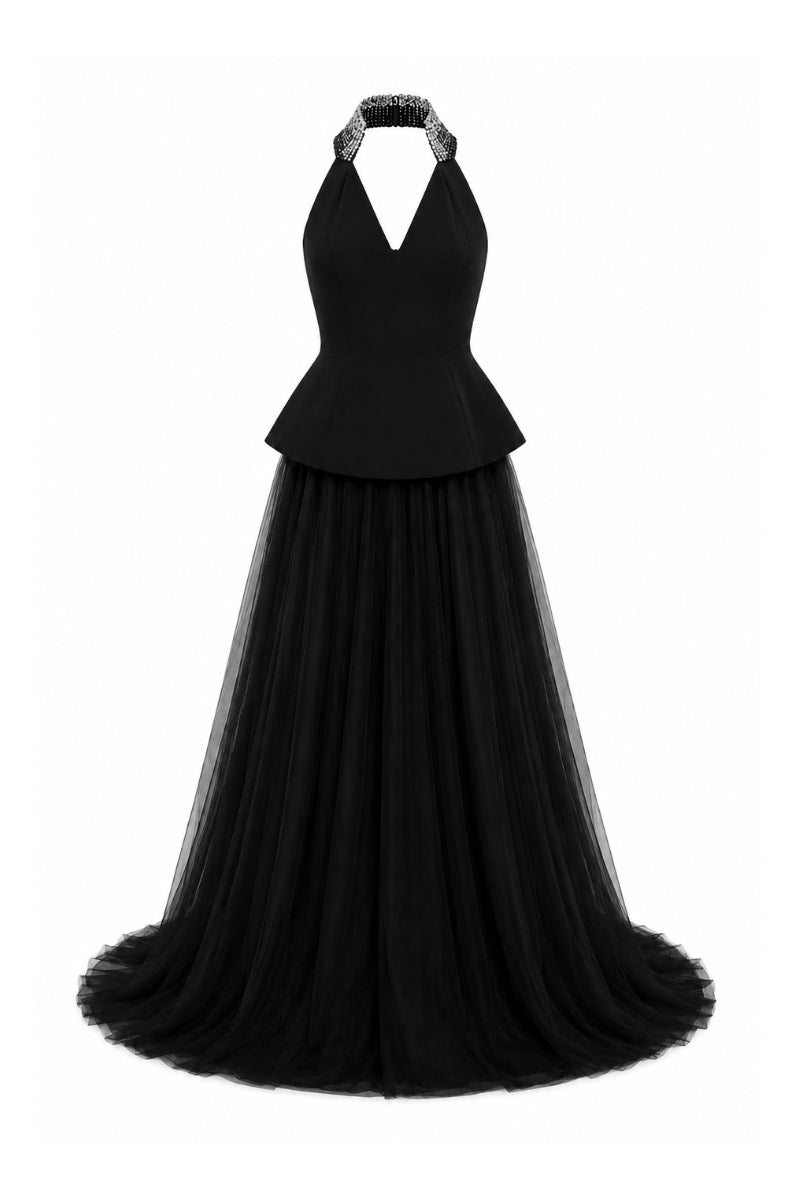 Crystal-Embellished Tulle Gown