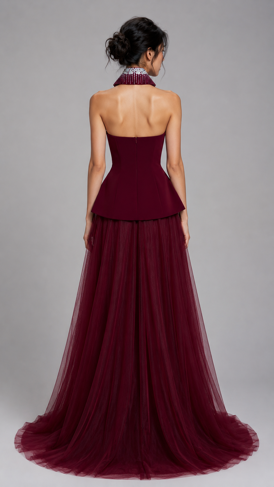 Crystal-Embellished Tulle Gown