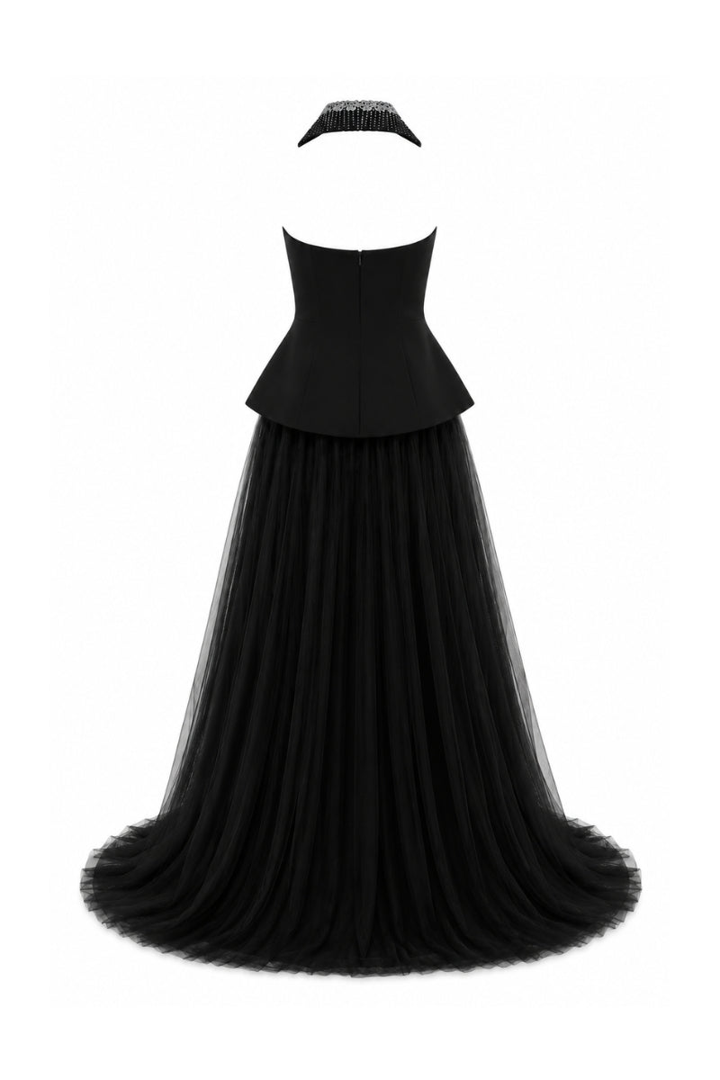 Crystal-Embellished Tulle Gown