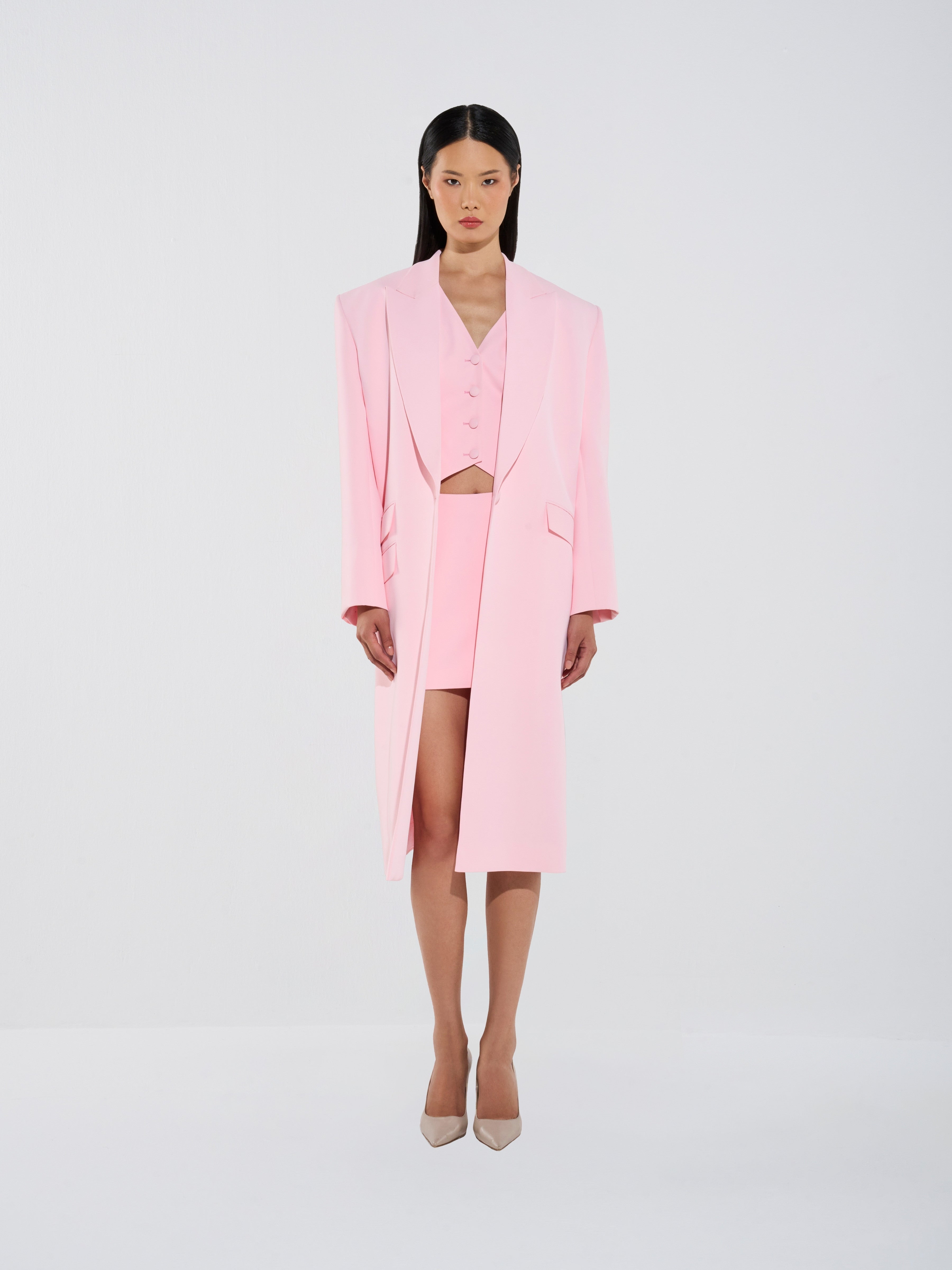 Chic Sculpted Vest and Skirt Set