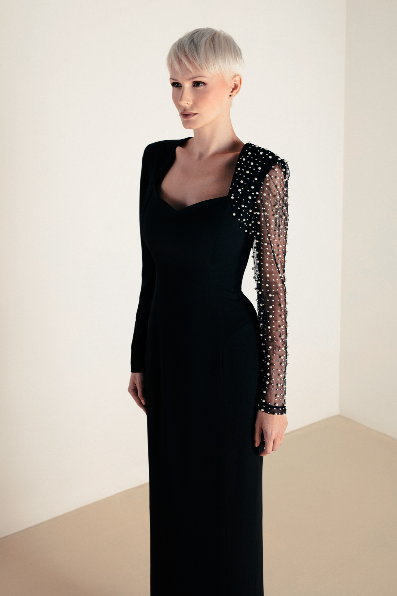 One-Sleeve Crystal Evening Dress By Lili Blanc