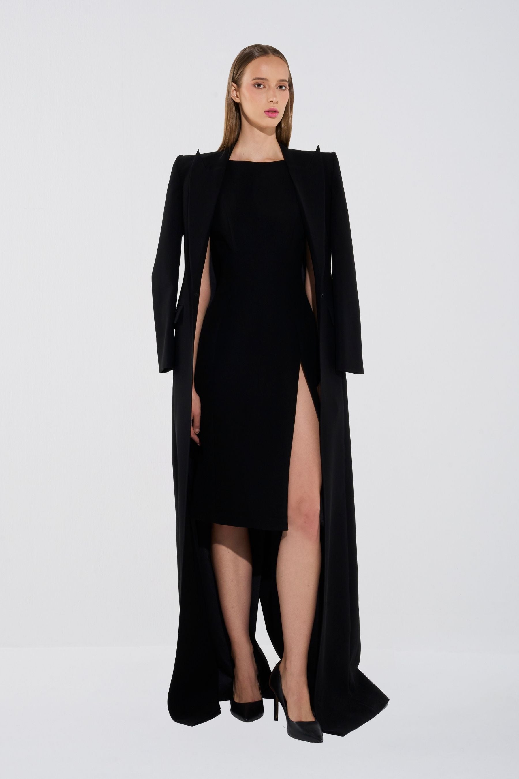 Structured Crepe Long Coat