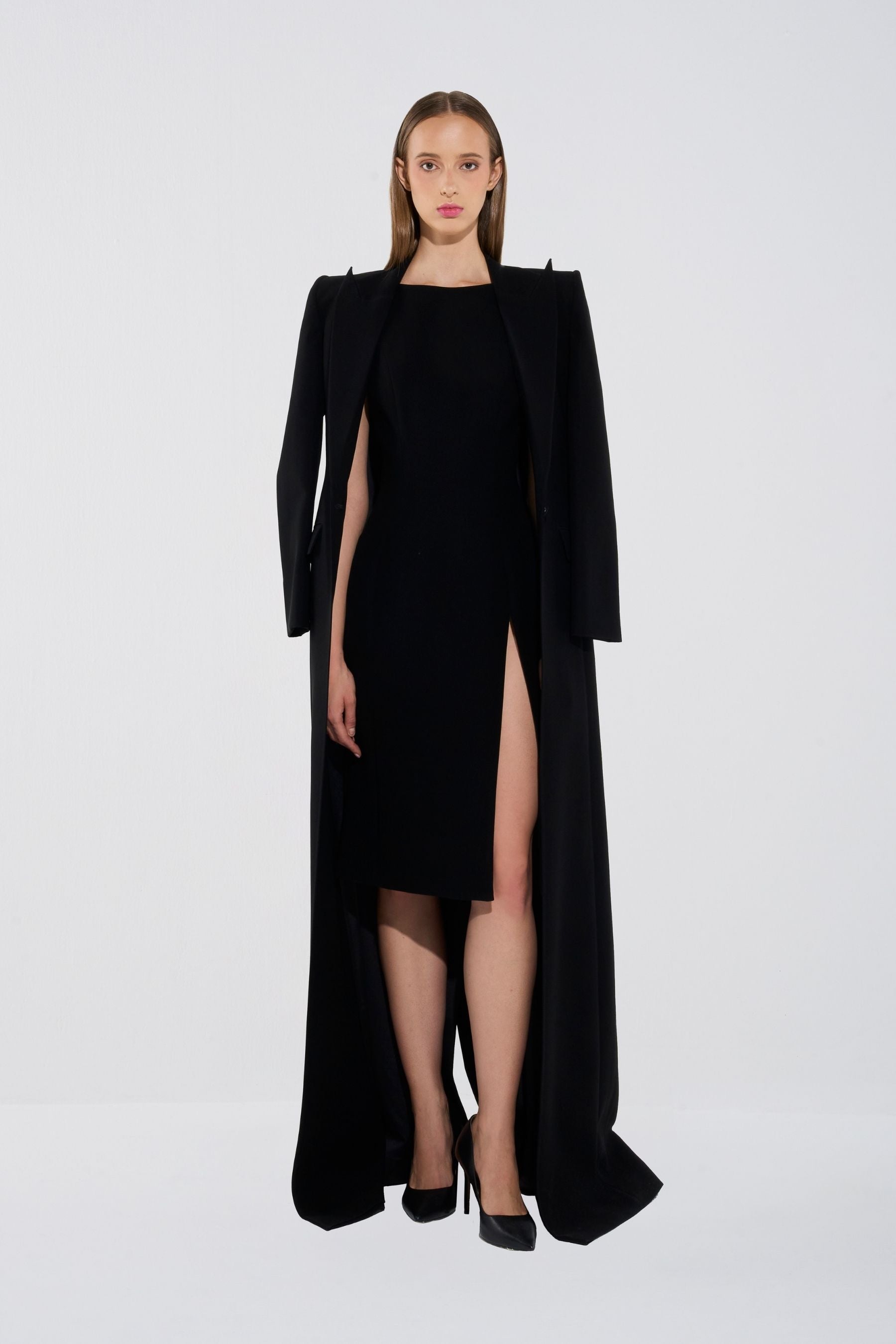 Structured Crepe Long Coat