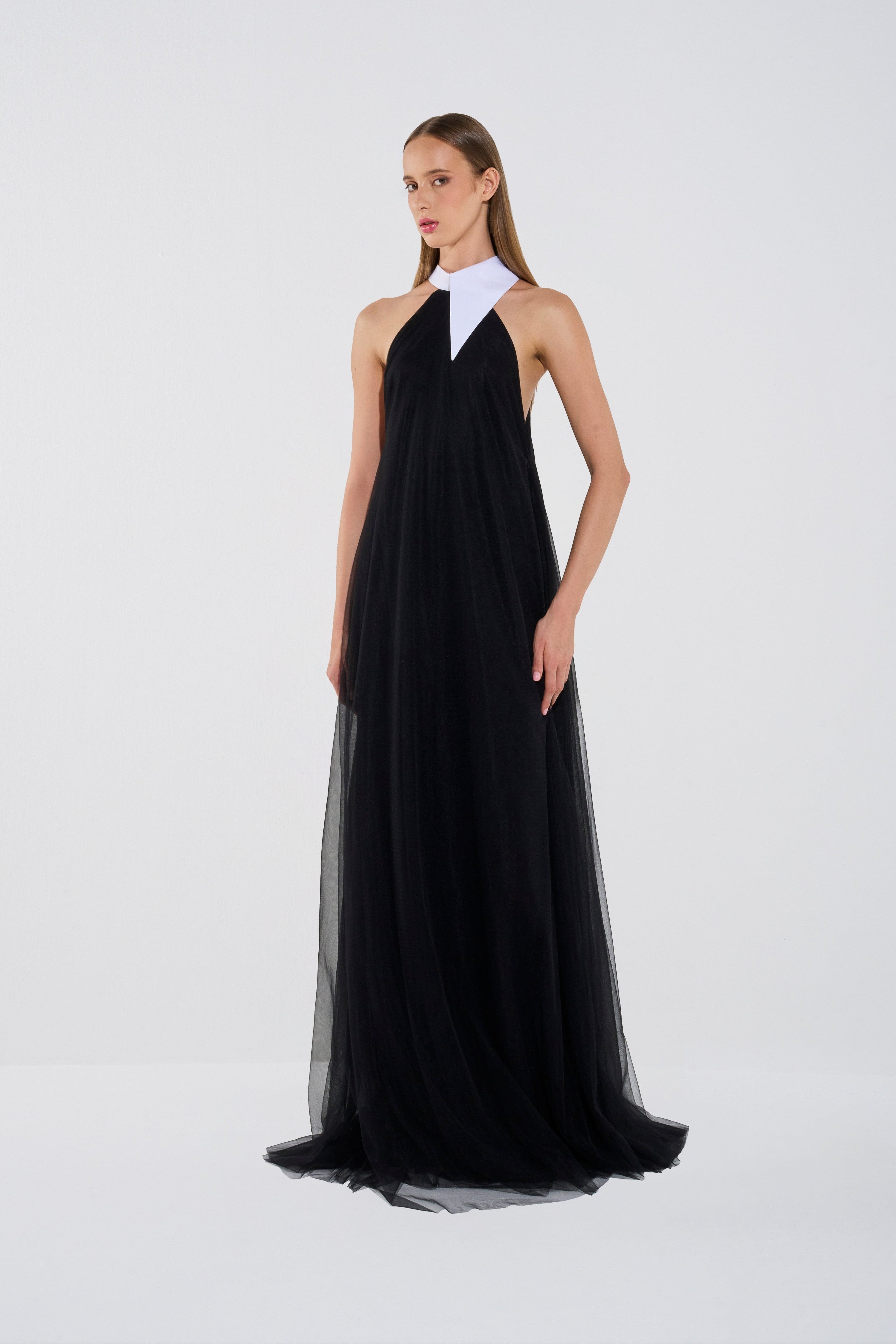 Graceful Floor-Length Halter Dress