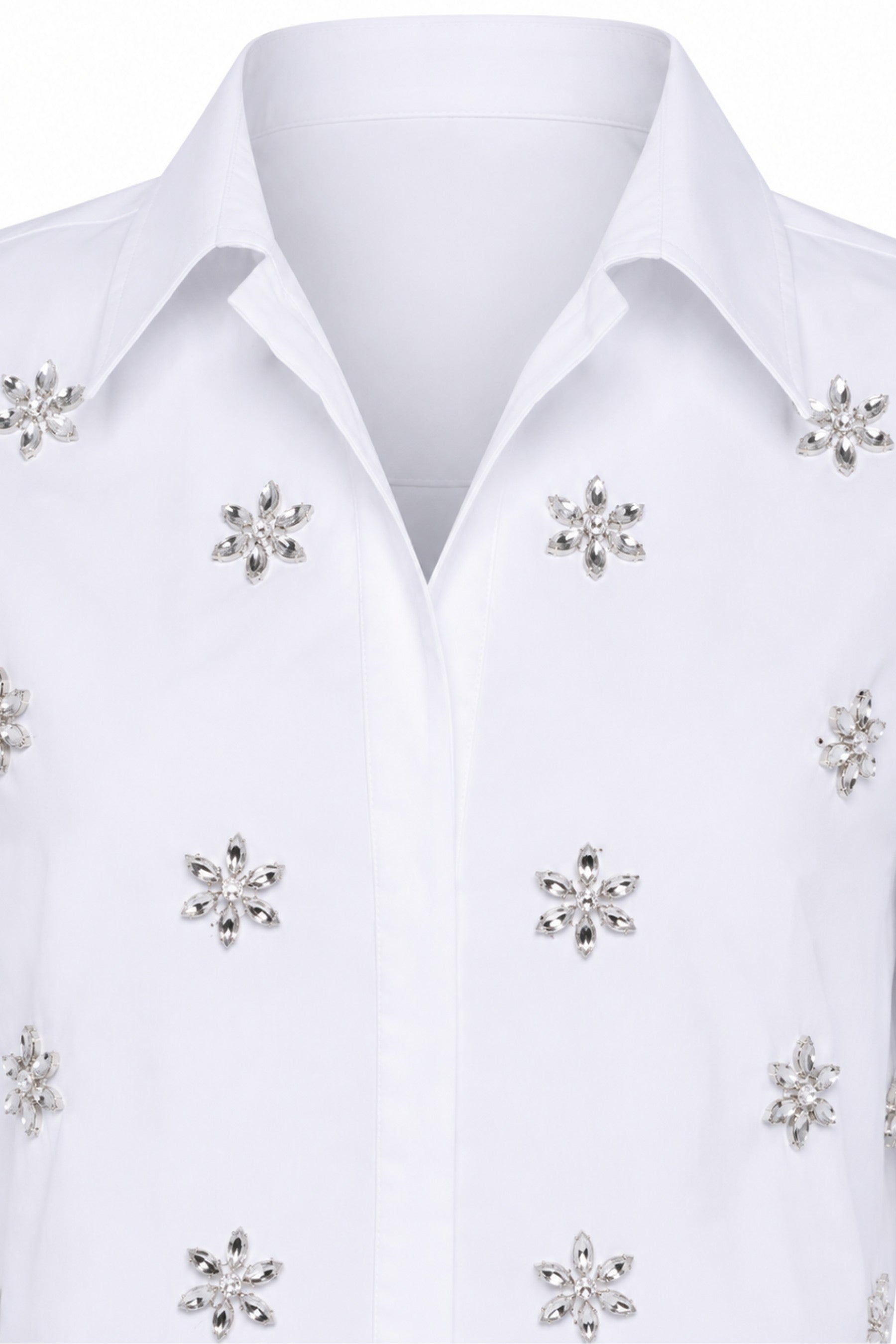 Chic Embellished Cropped Boxy Shirt