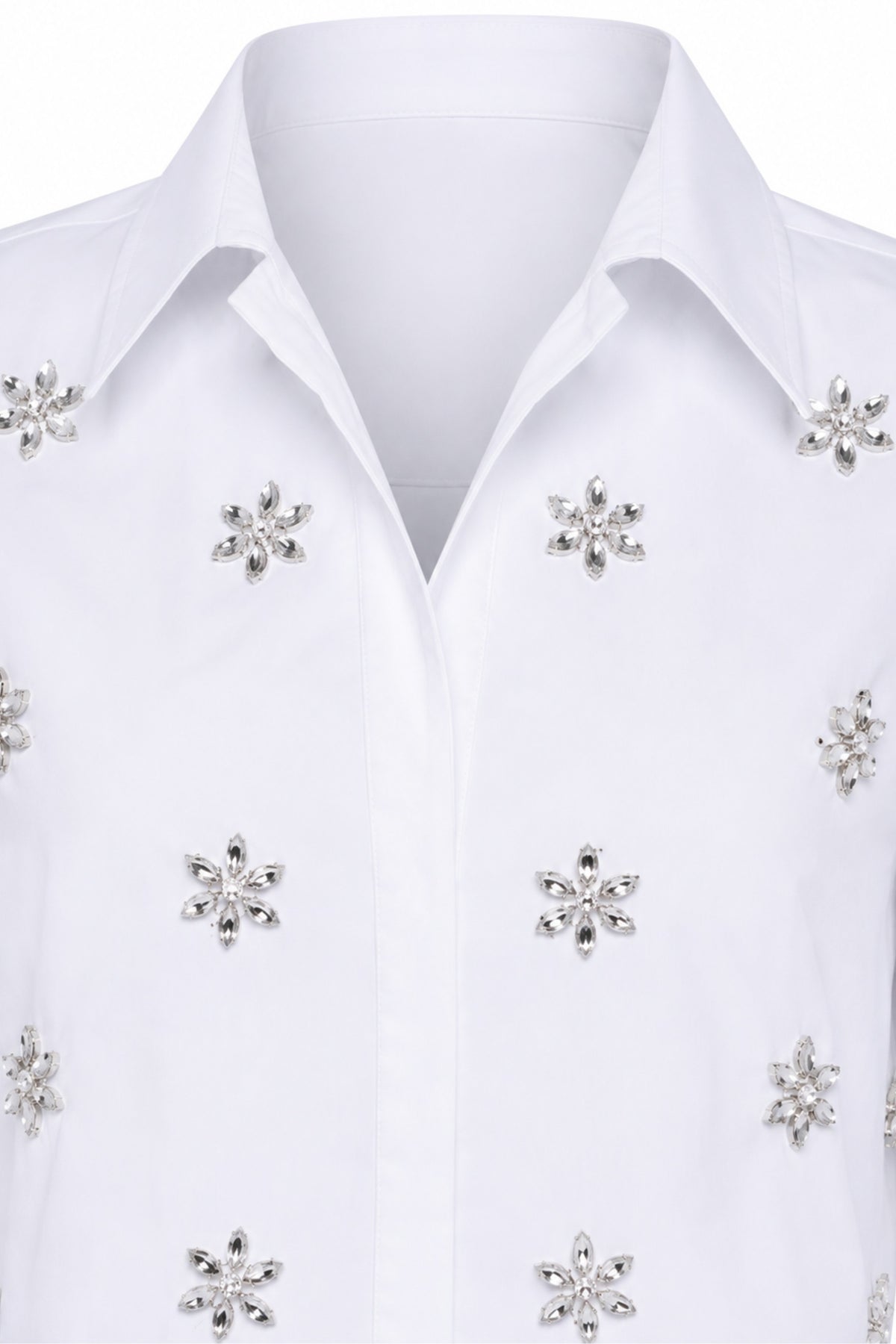 Chic Embellished Cropped Boxy Shirt