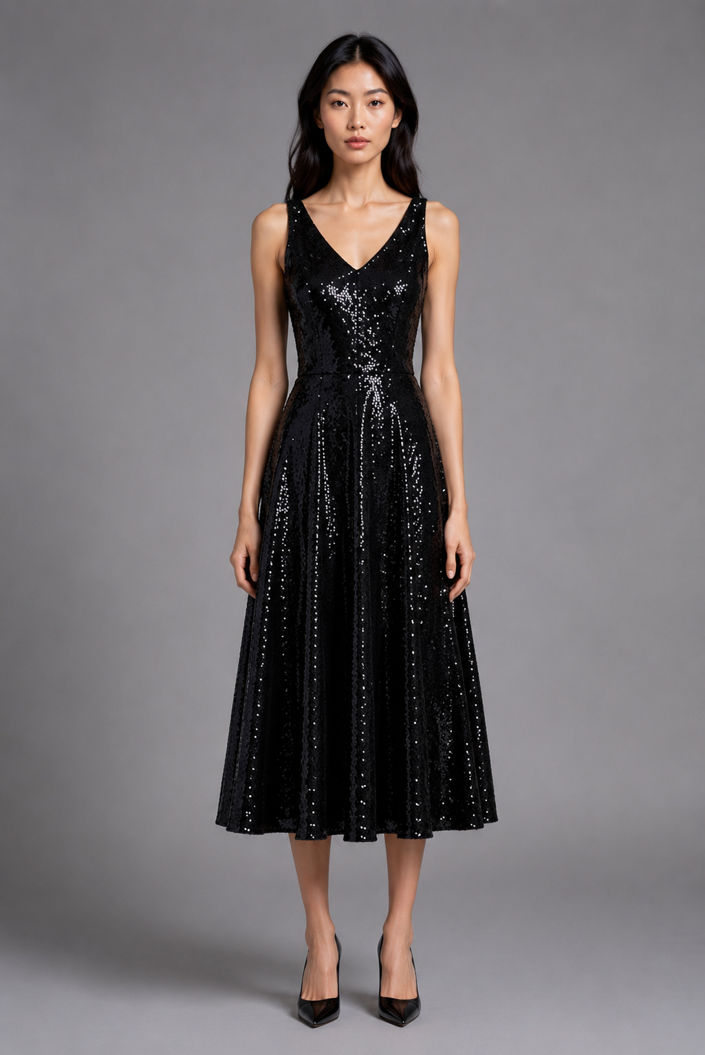 Flared V-Neck Dress