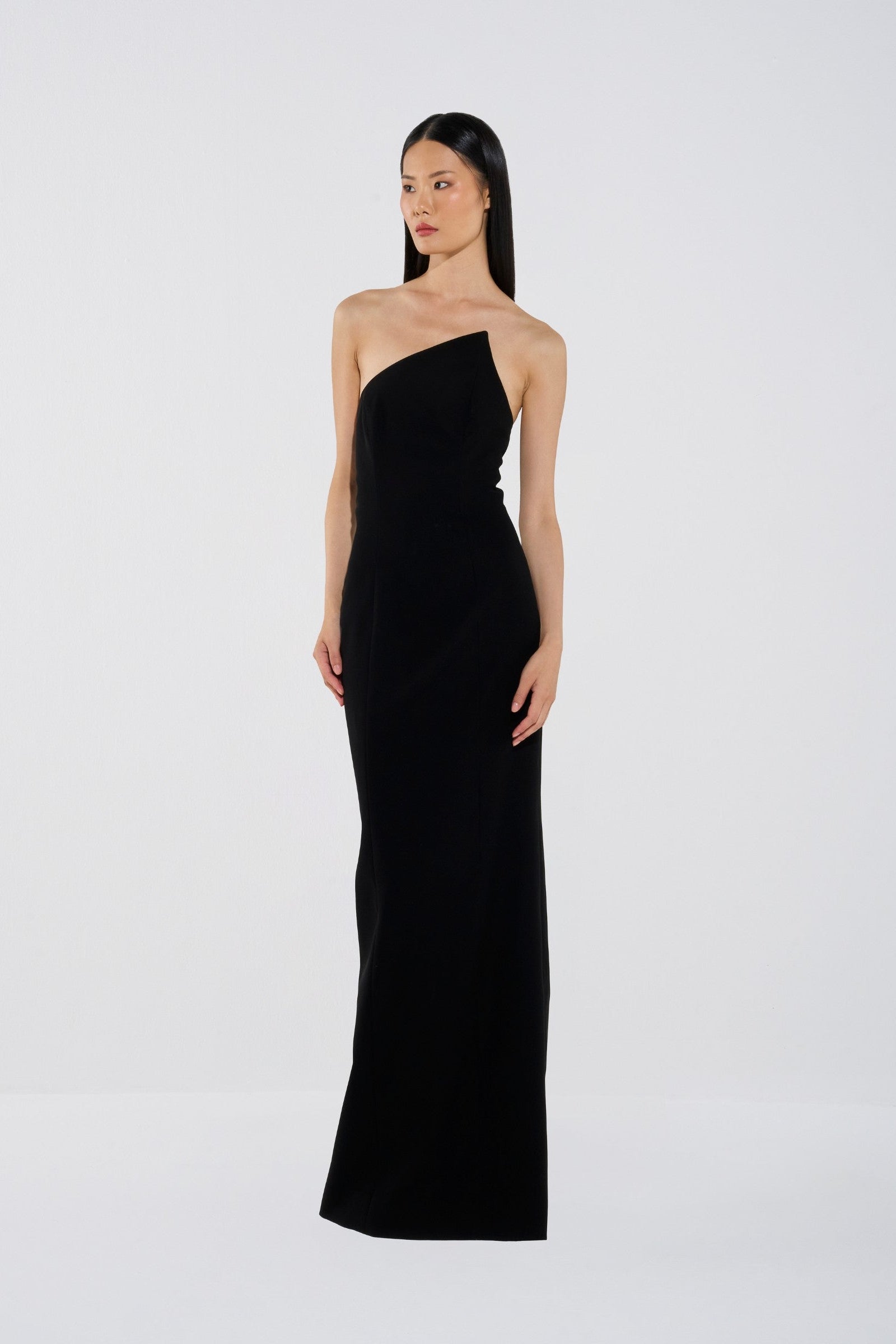 Asymmetric Crepe Gown