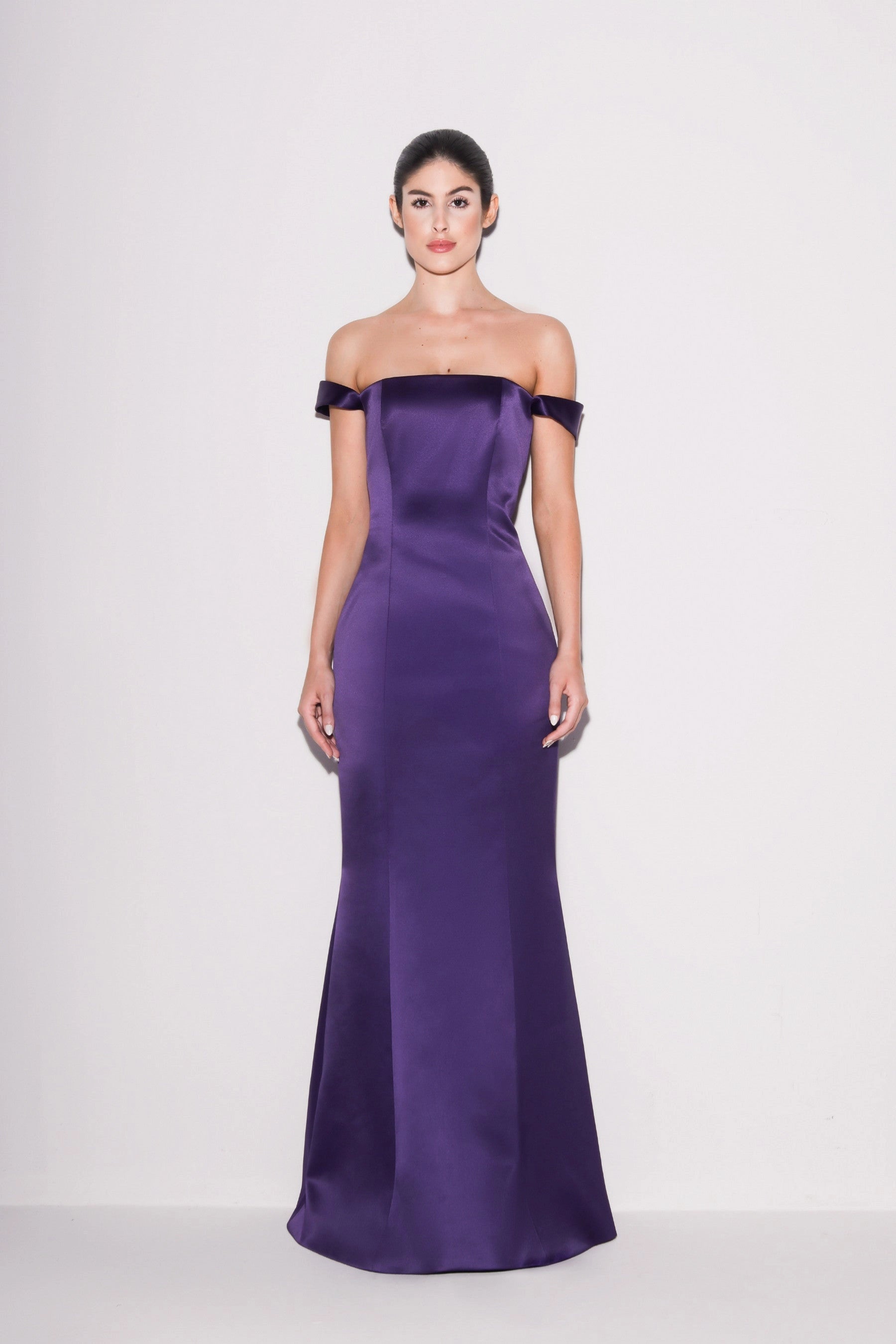 Lustrous Taffeta Mermaid Gown Purple