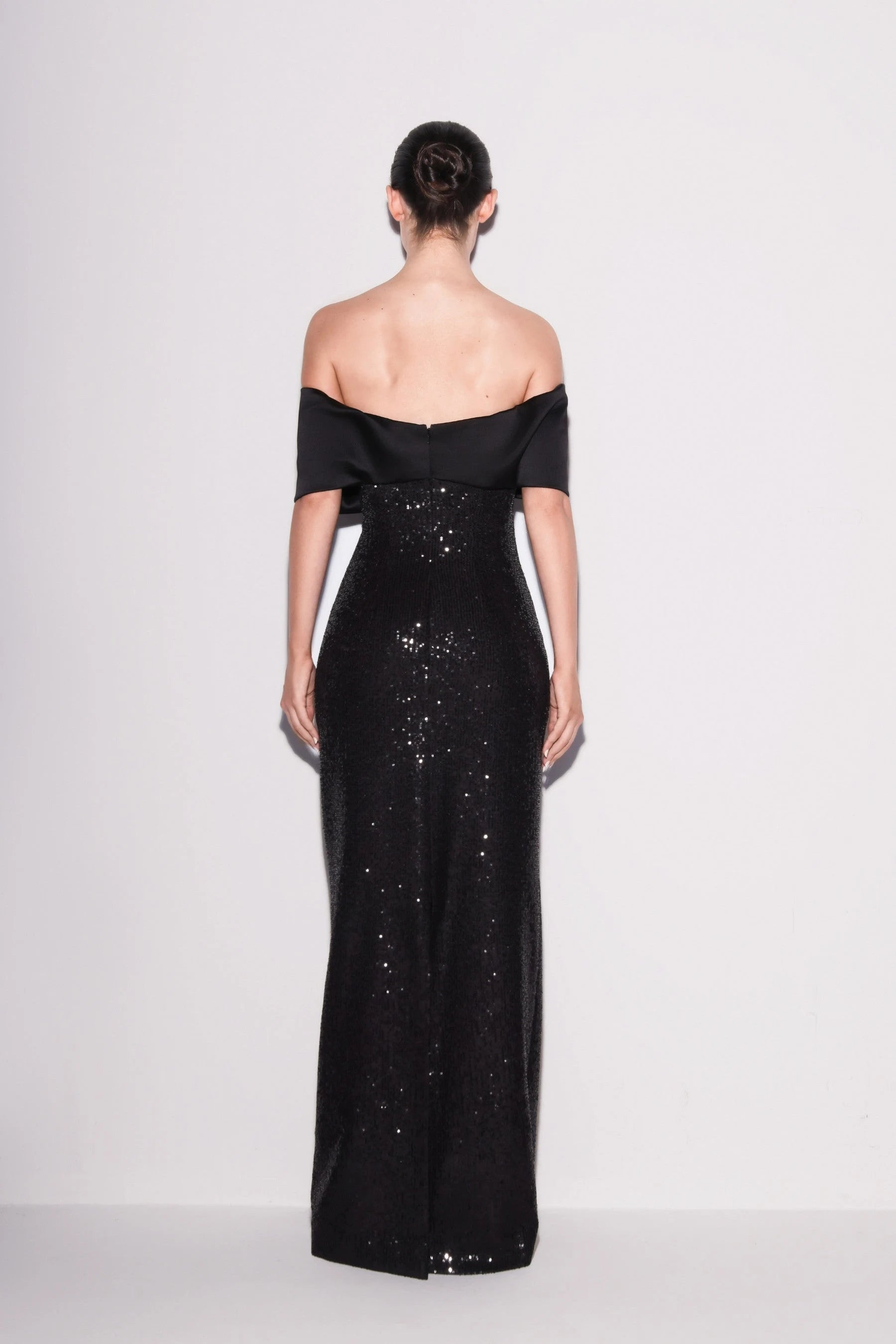 Glamour Sequin Off-Shoulder Gown
