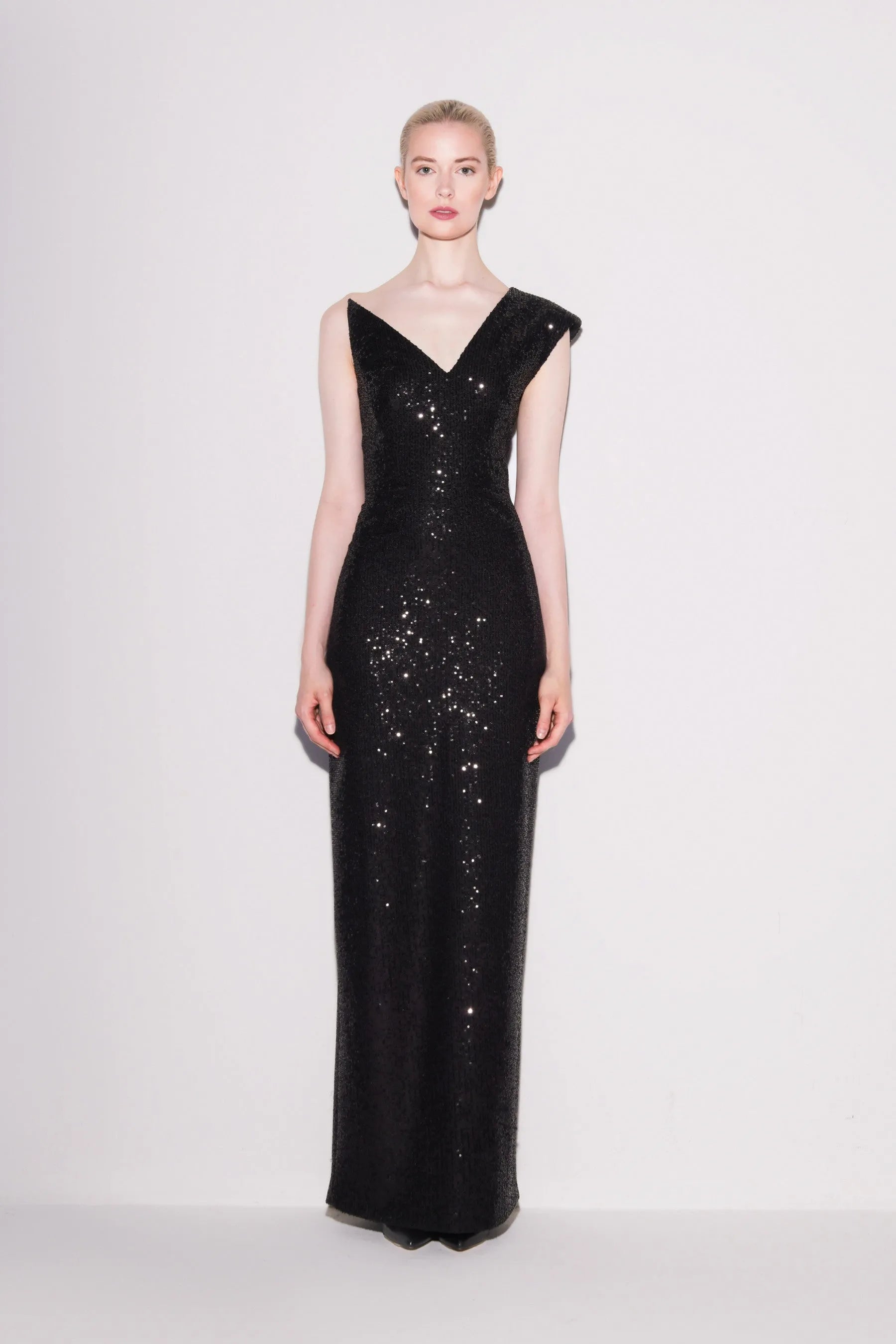 Asymmetric Sequin Gown
