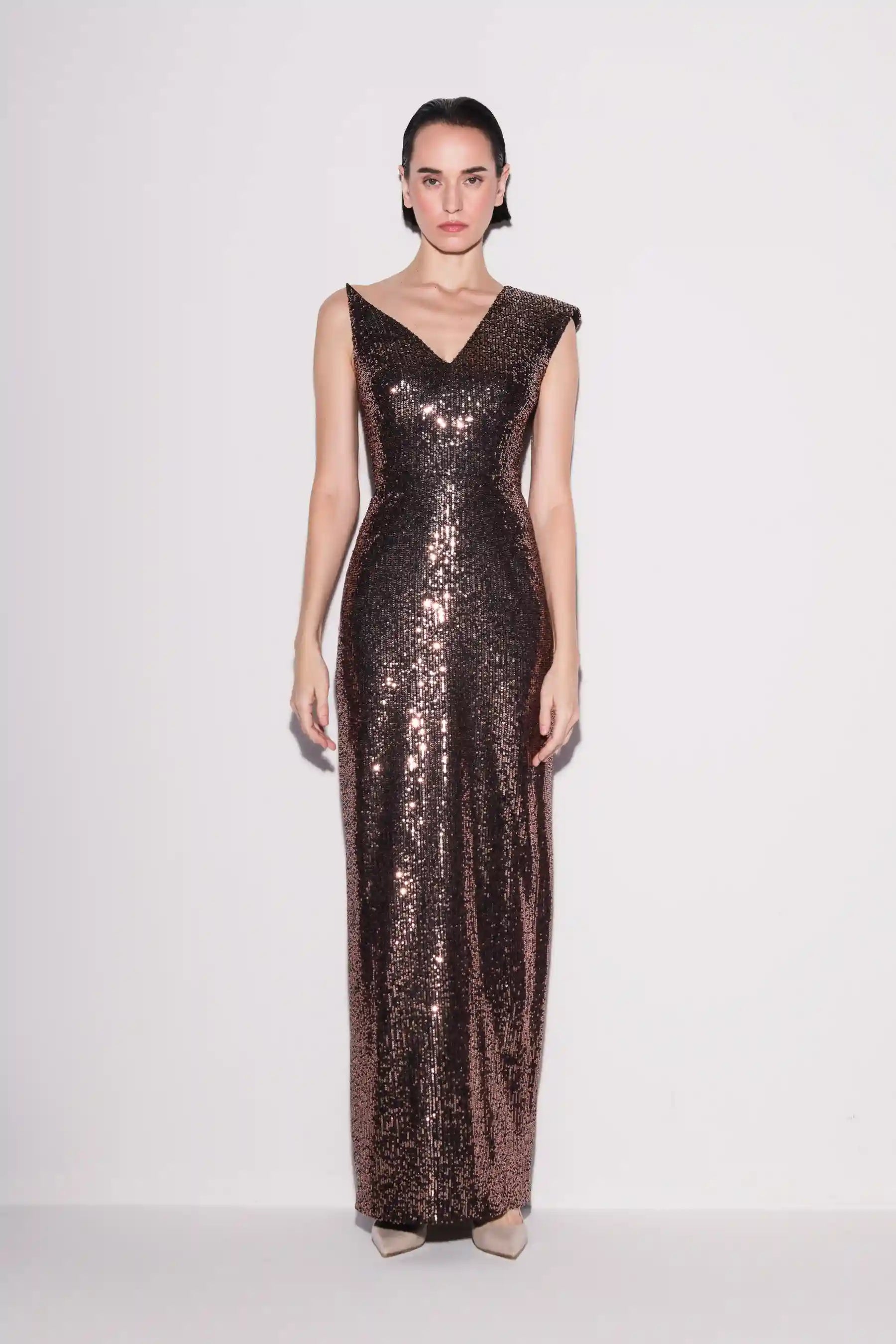 Asymmetric Sequin Gown