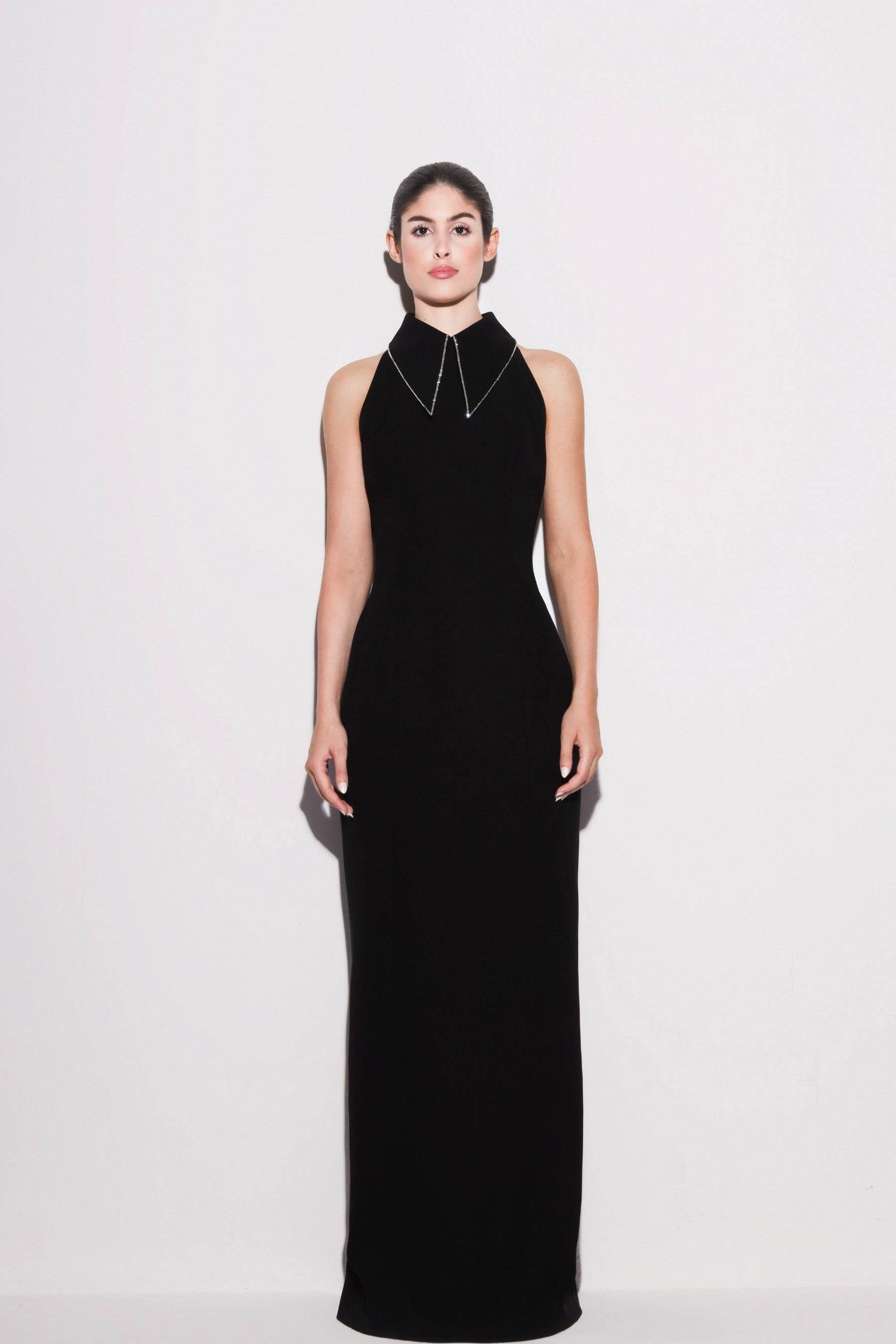 Crystal Collar Fitted Gown