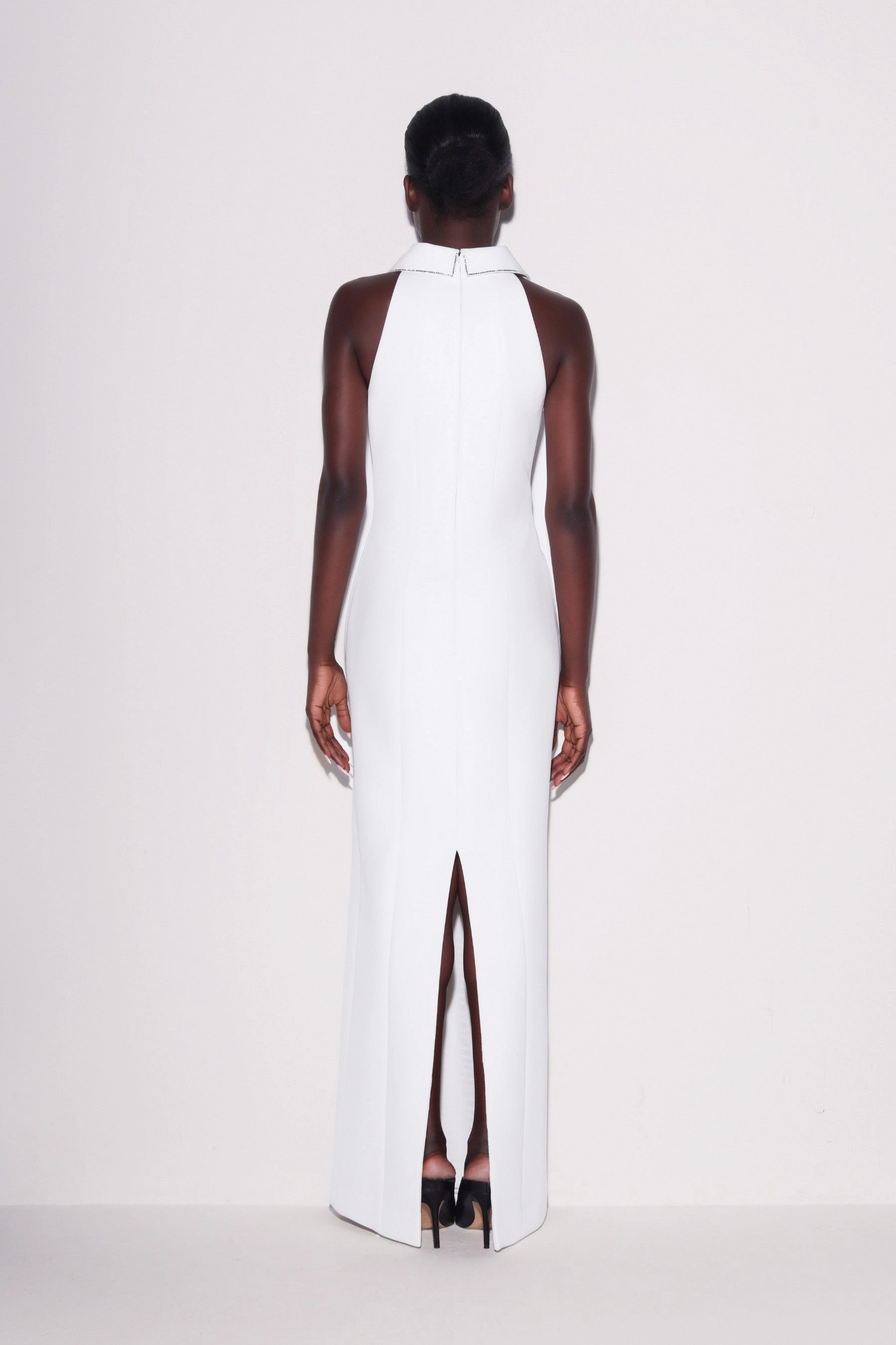 Minimalist Crystal Collar Gown