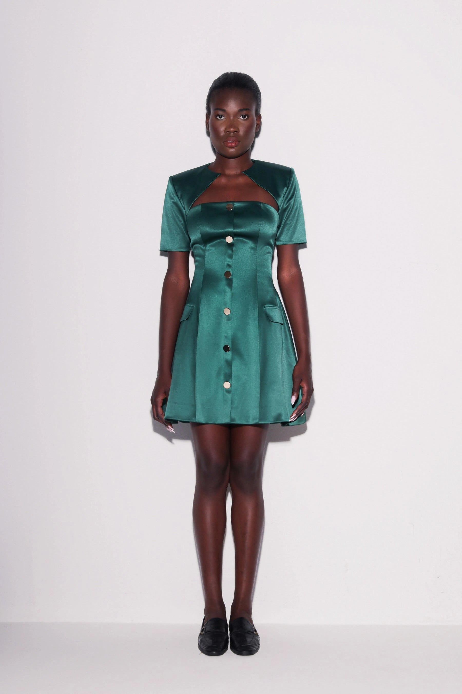 Glossy Taffeta Mini Dress