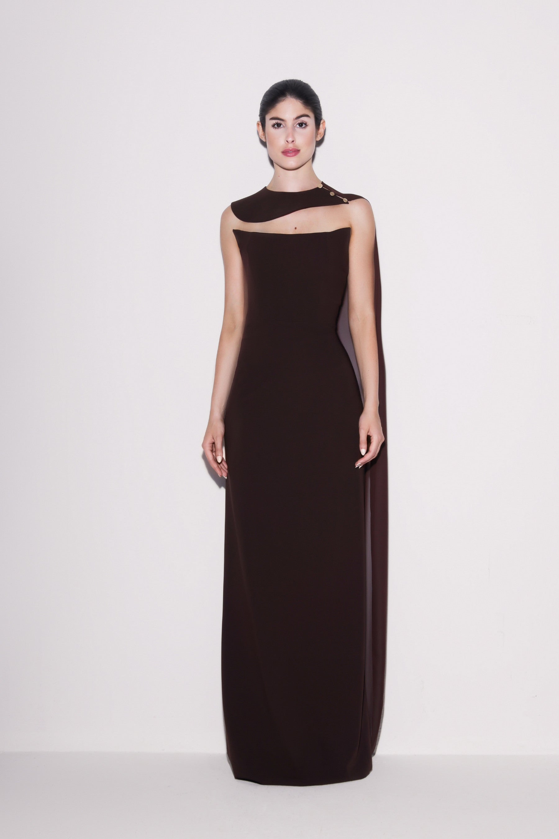 Elegant Crepe & Chiffon Gown