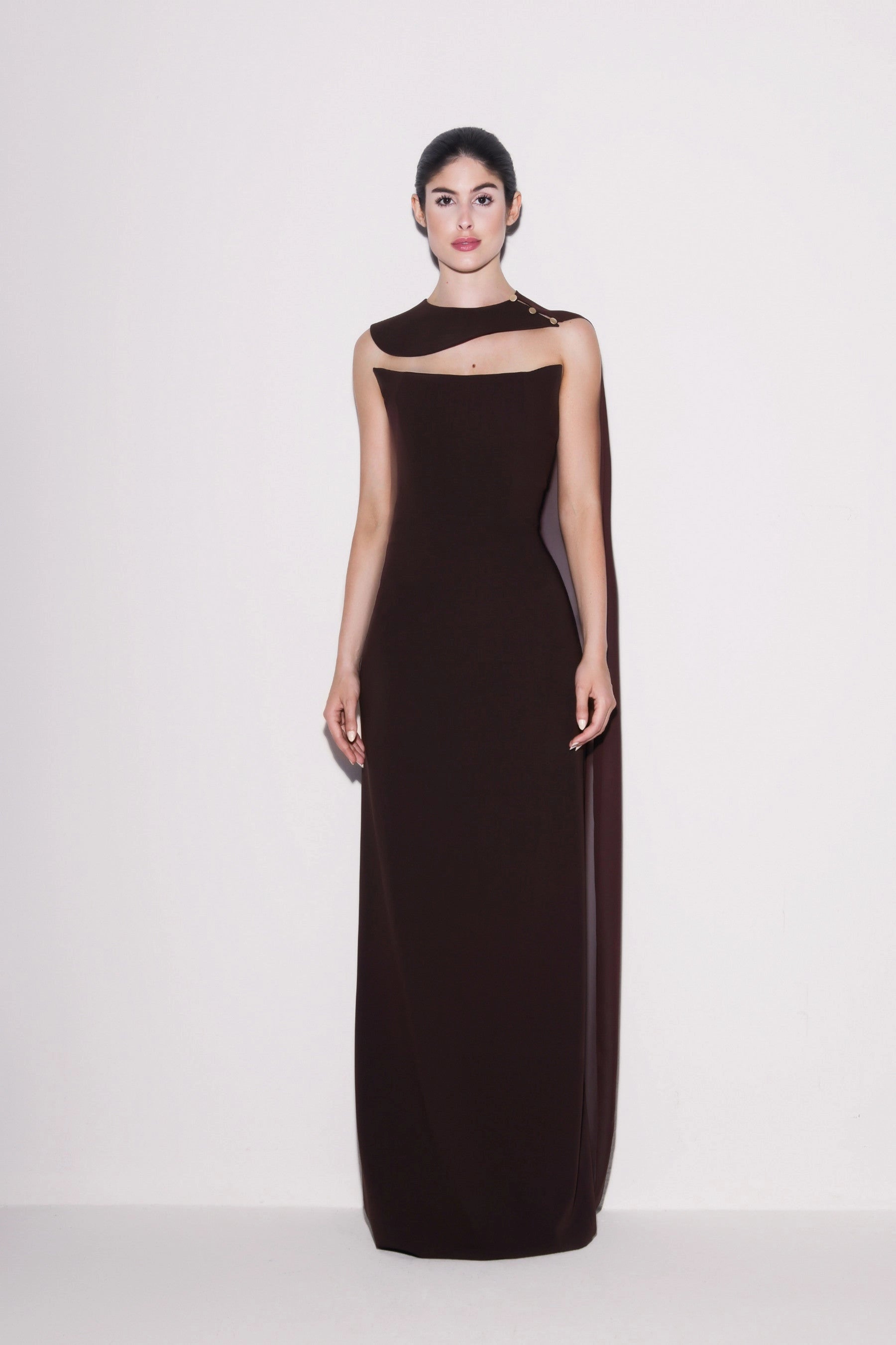 Elegant Crepe & Chiffon Gown