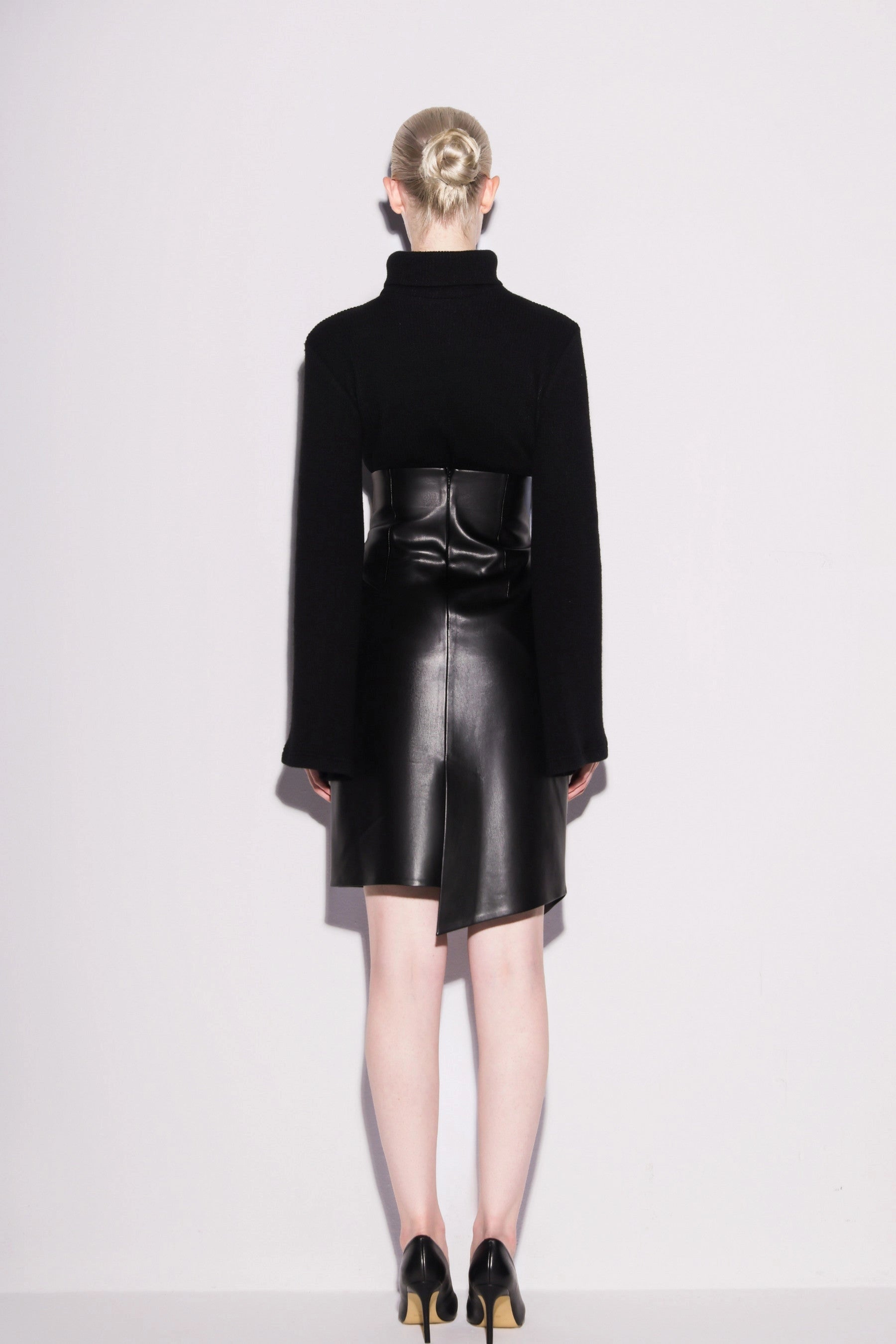 Edgy Vegan Leather Skirt & Knit Top Co-Ord