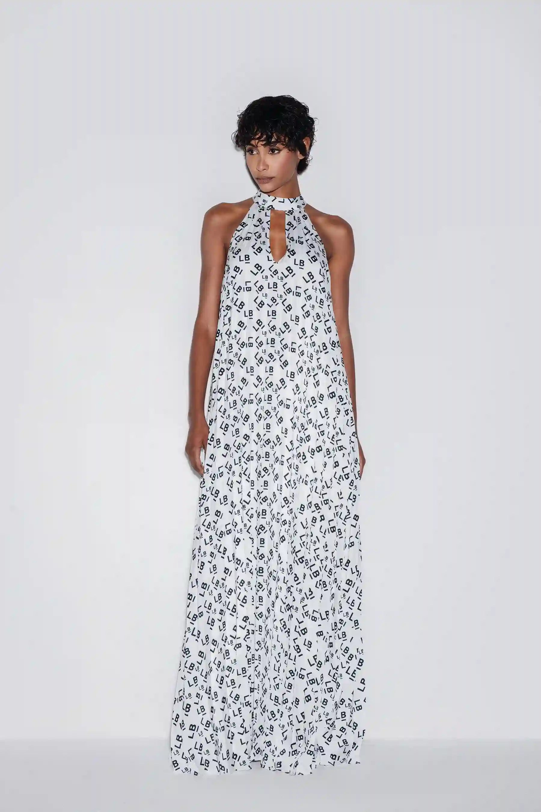 Lili Blanc Pleated Satin Maxi Dress