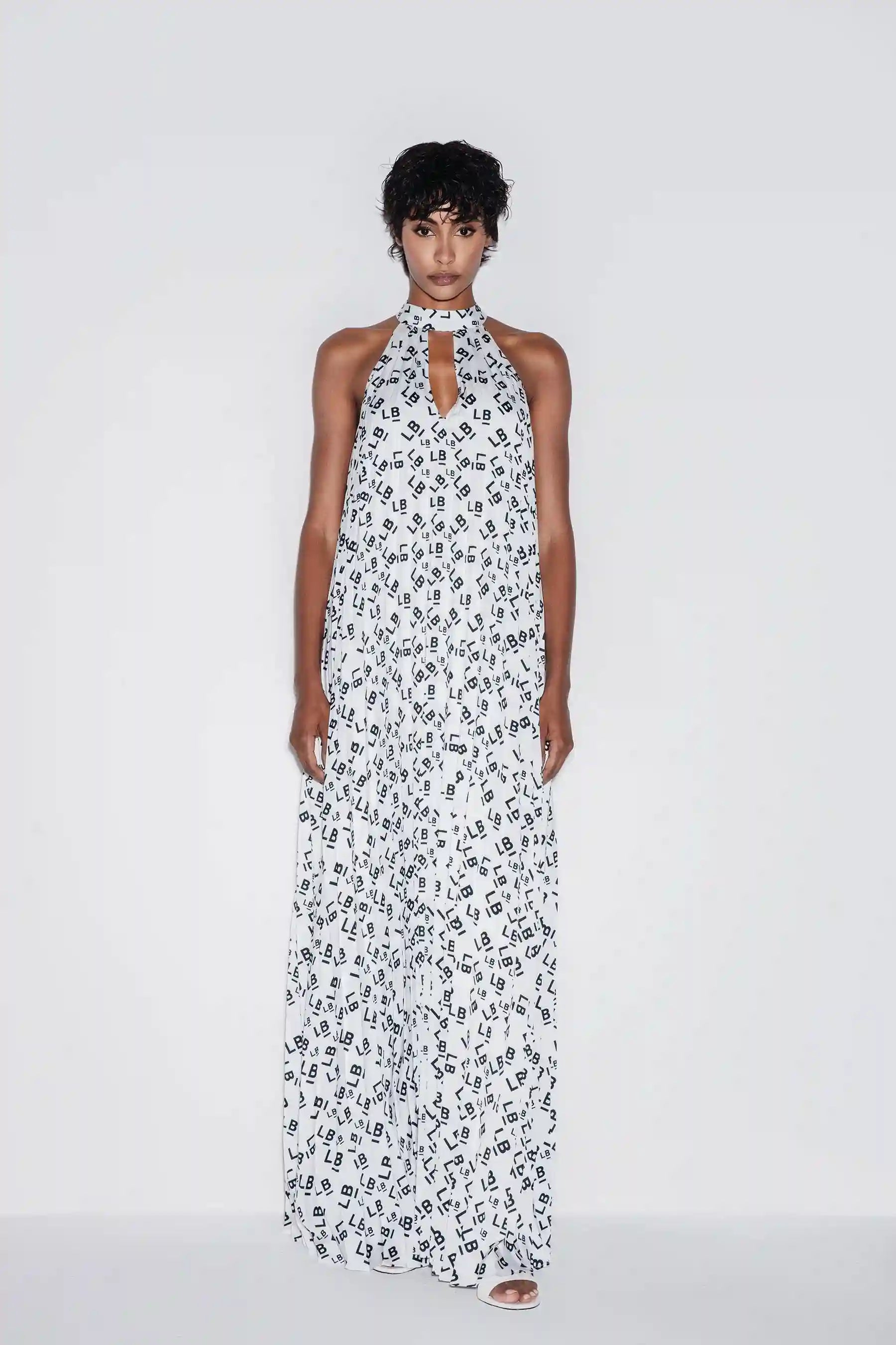 Lili Blanc Pleated Satin Maxi Dress