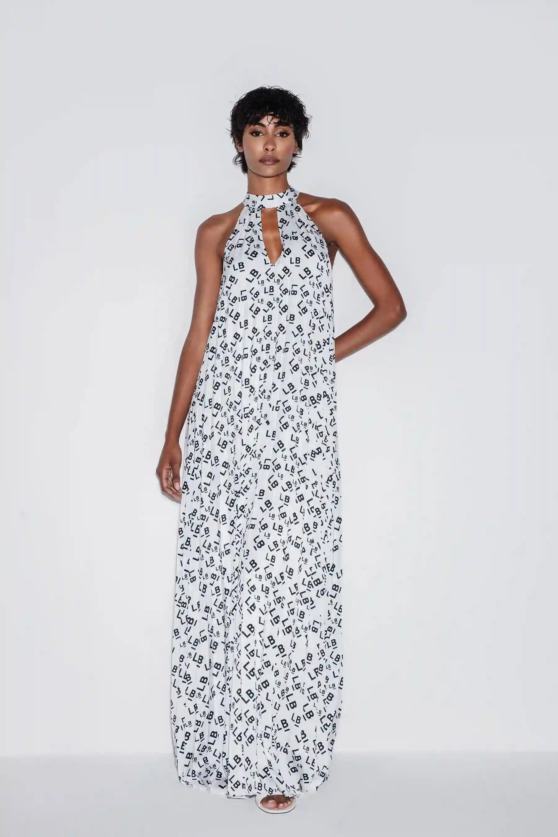 Lili Blanc Pleated Satin Maxi Dress