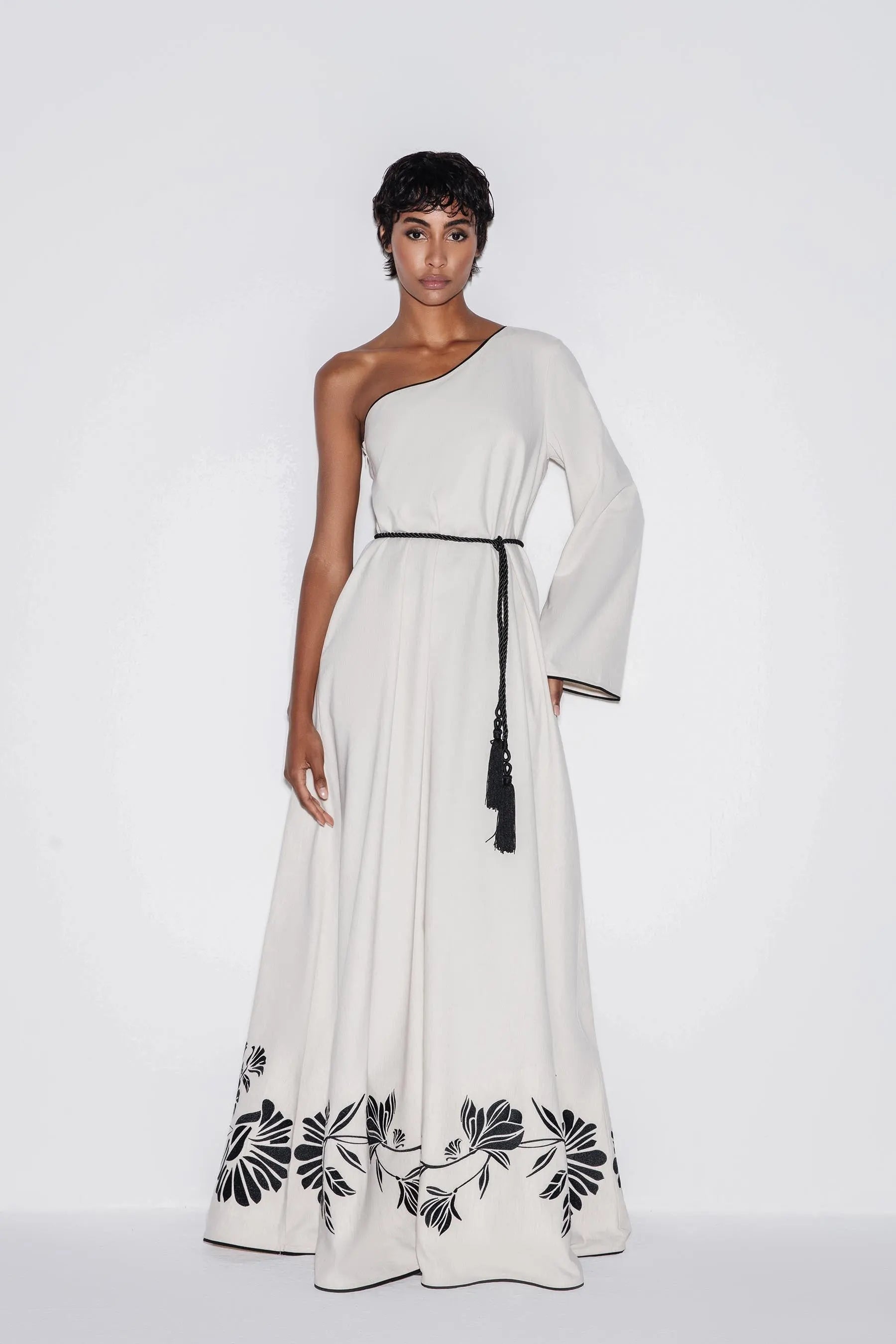 Embroidered Linen Maxi Dress