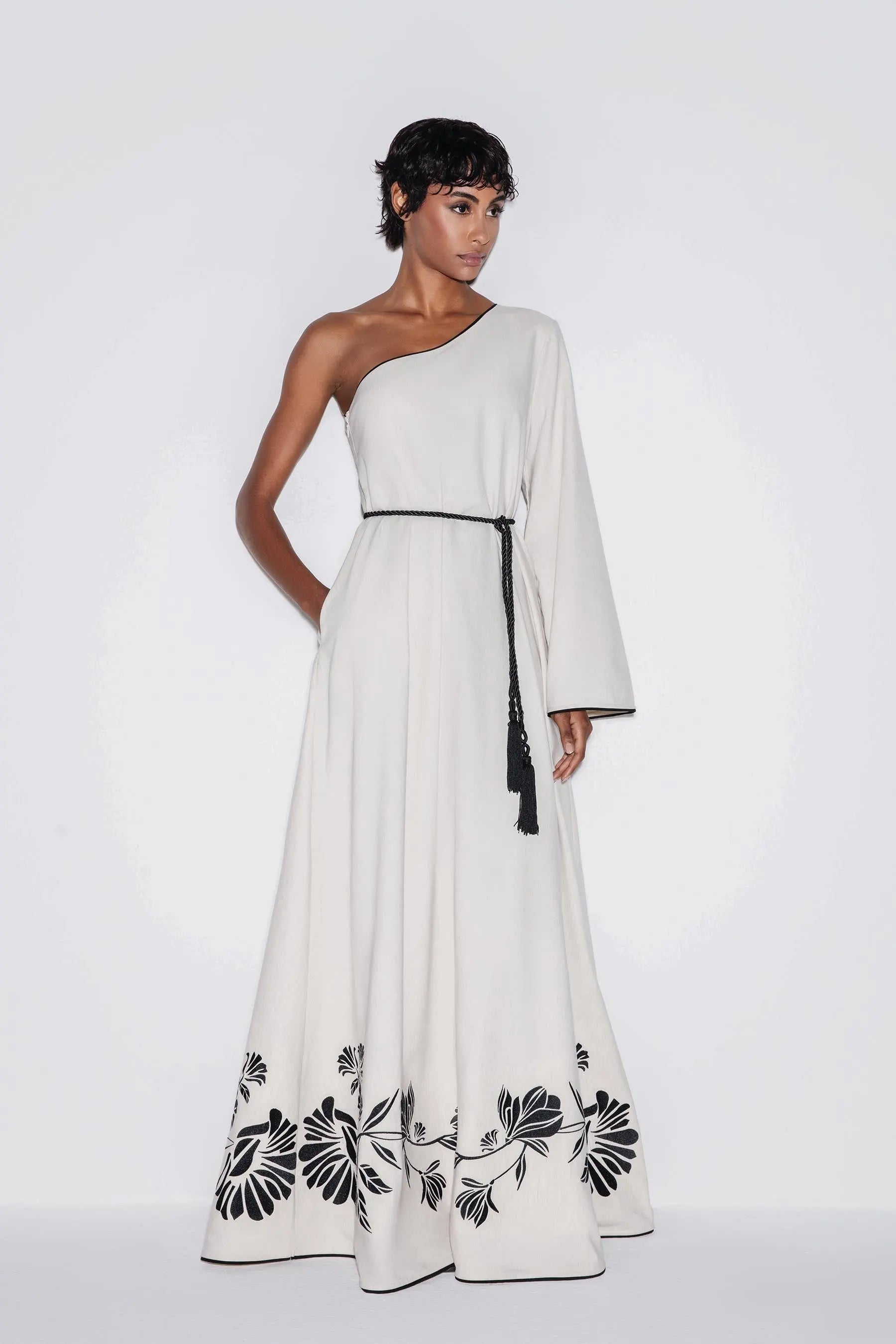 Embroidered Linen Maxi Dress