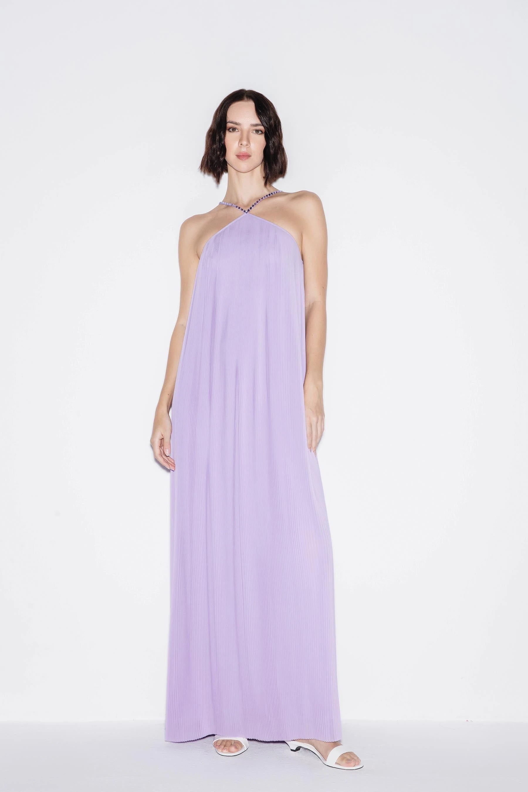 Lilac Crystal A Line Maxi Dress