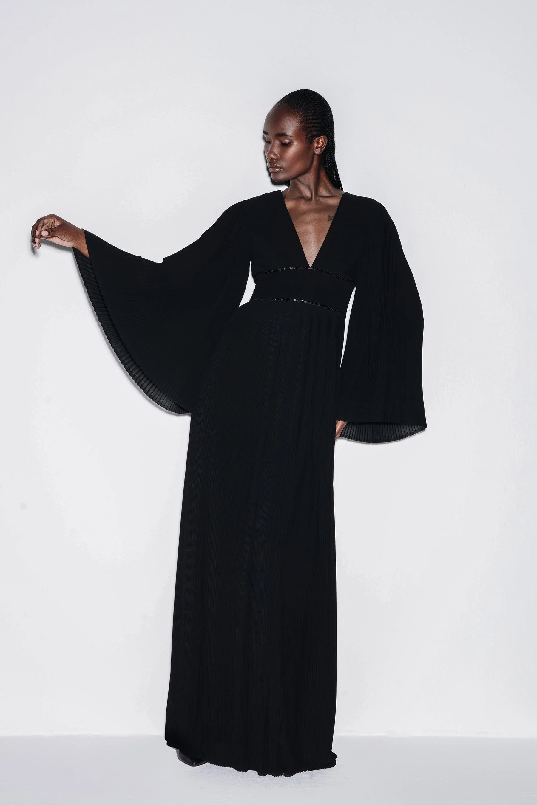 Glistening Pleat Maxi Dress