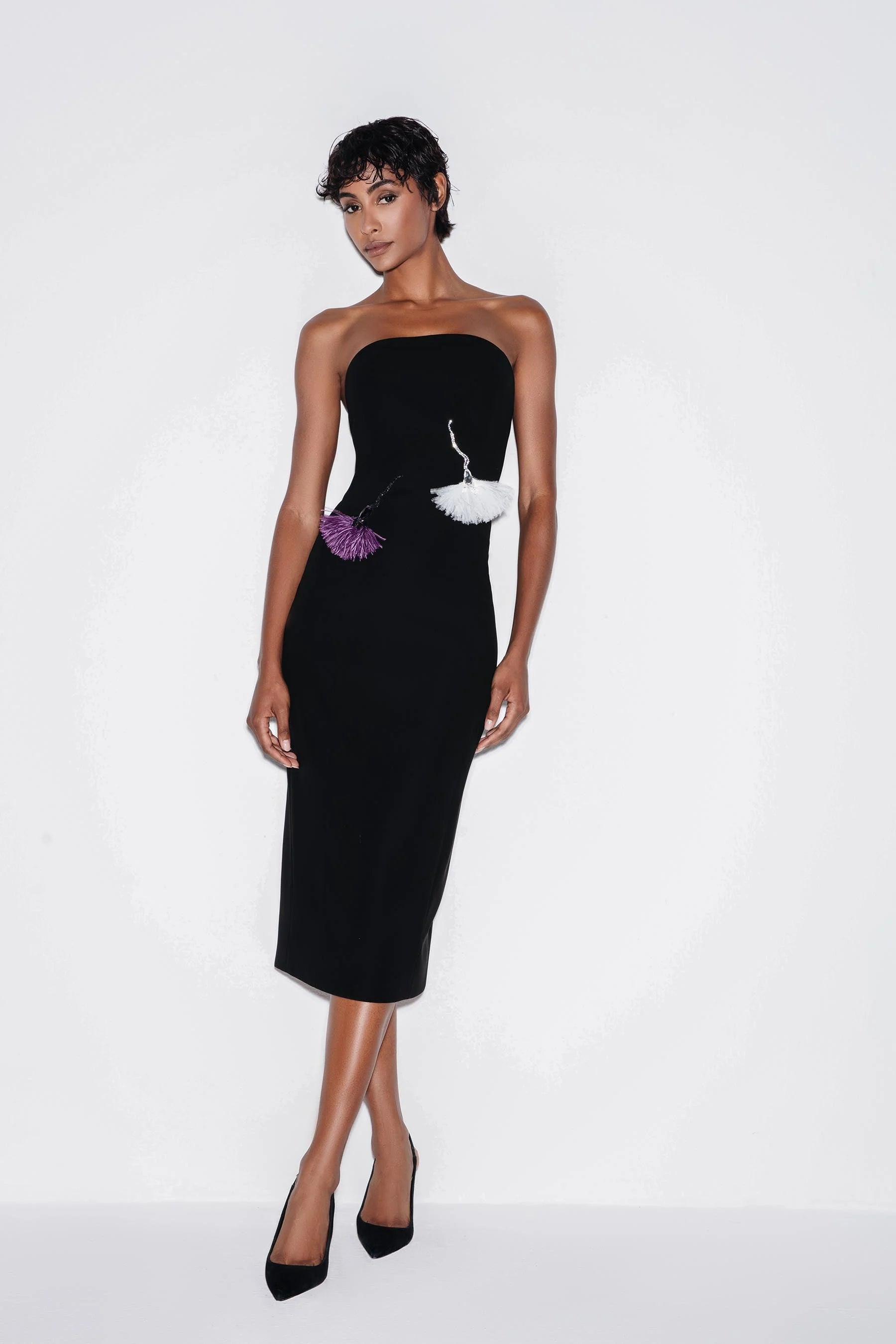 Opulent Feather Midi Dress