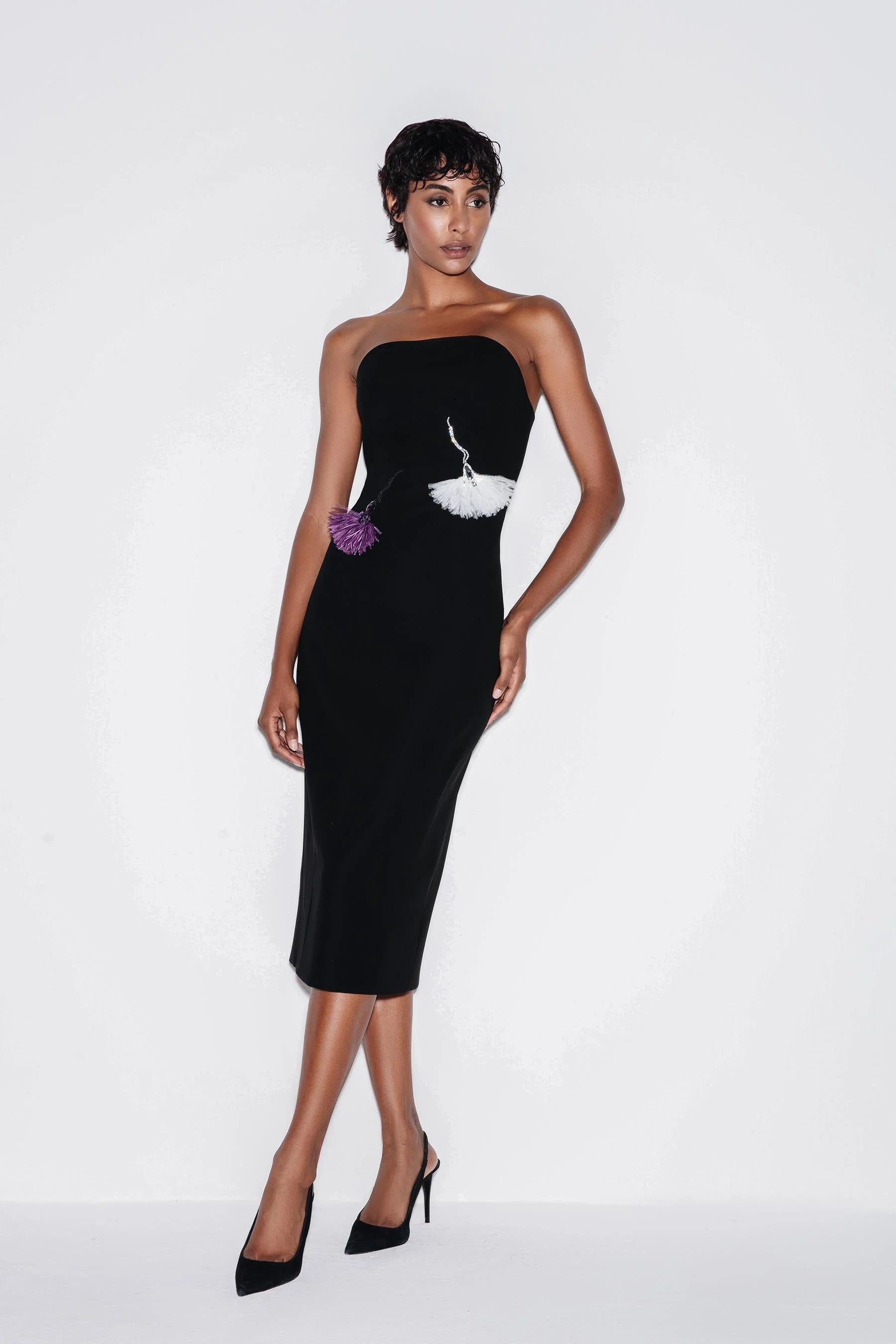 Opulent Feather Midi Dress