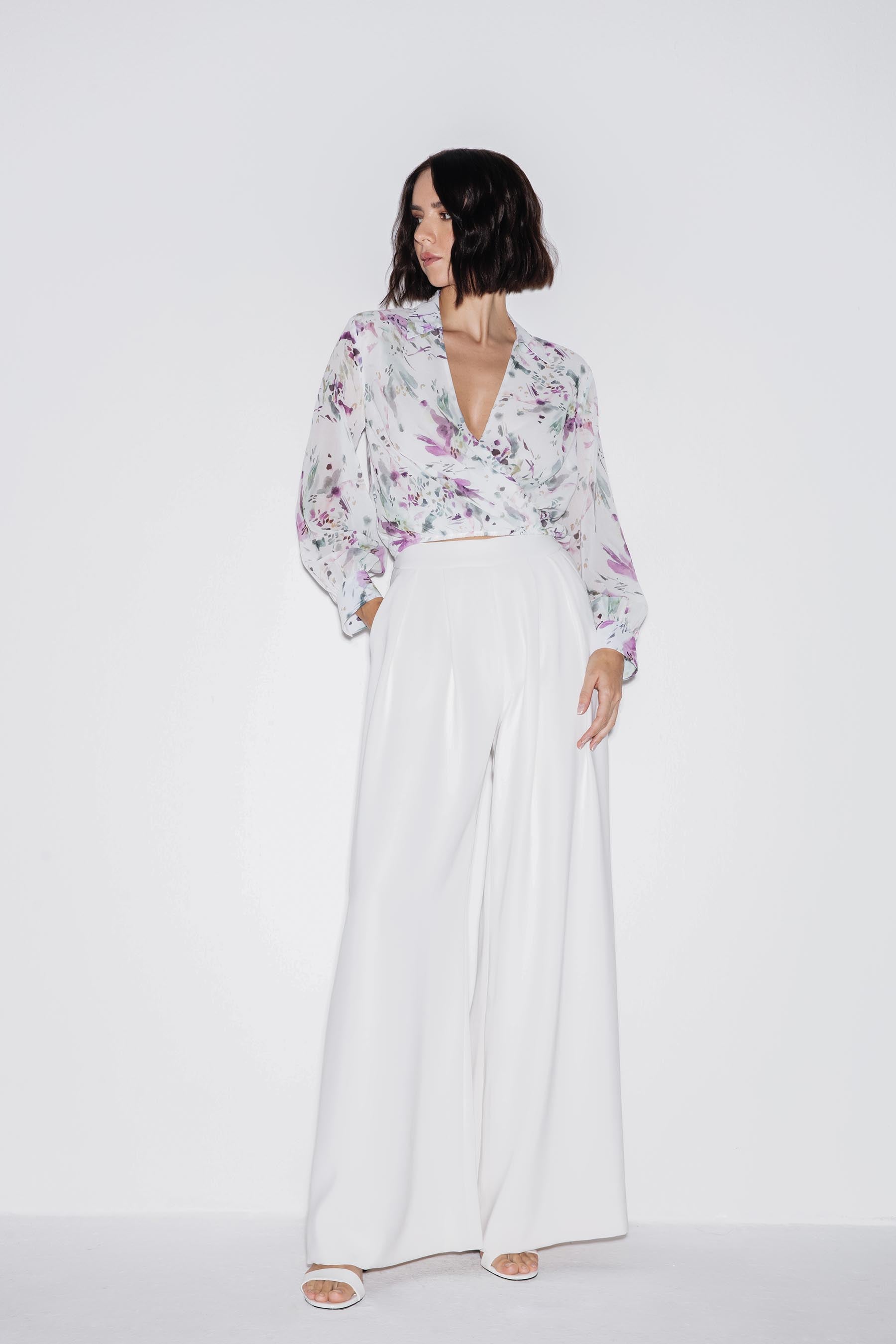 Chic Retreat Cropped Crossover Blouse