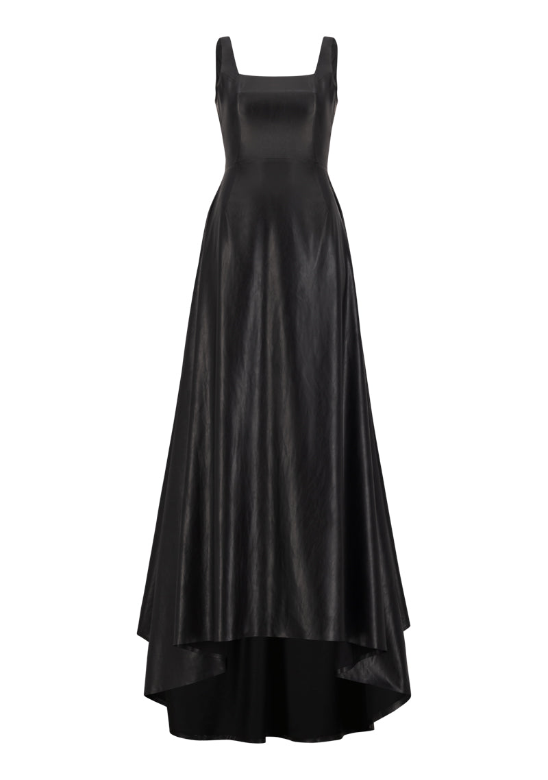 Vegan Leather Long Evening Dress