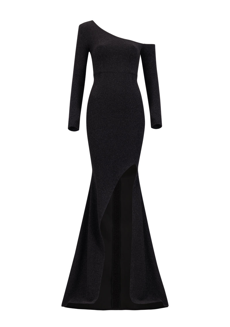 Assymmetric Off-Shoulder Evening Dress