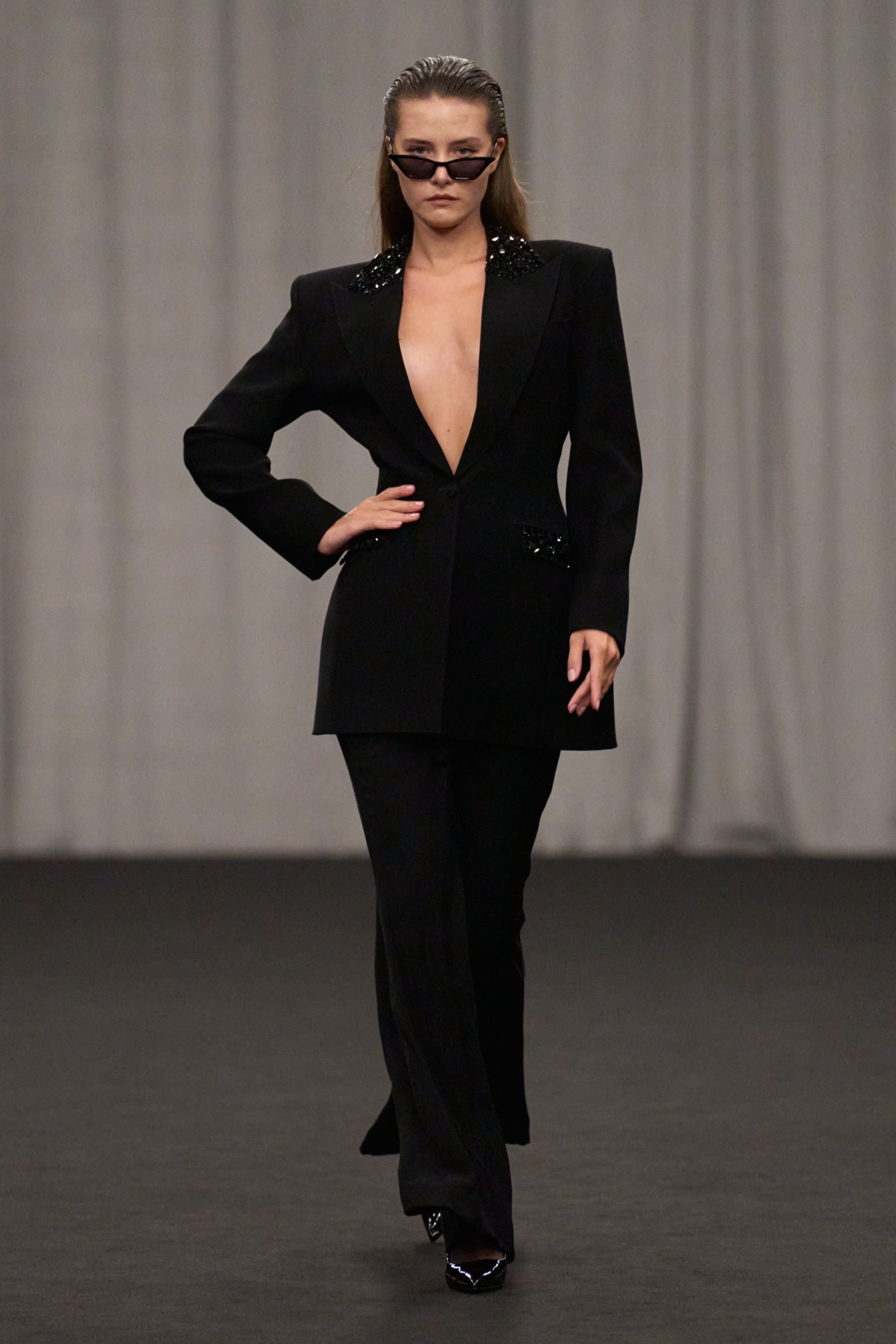 Polished Blazer and Wide-Leg Trousers Set