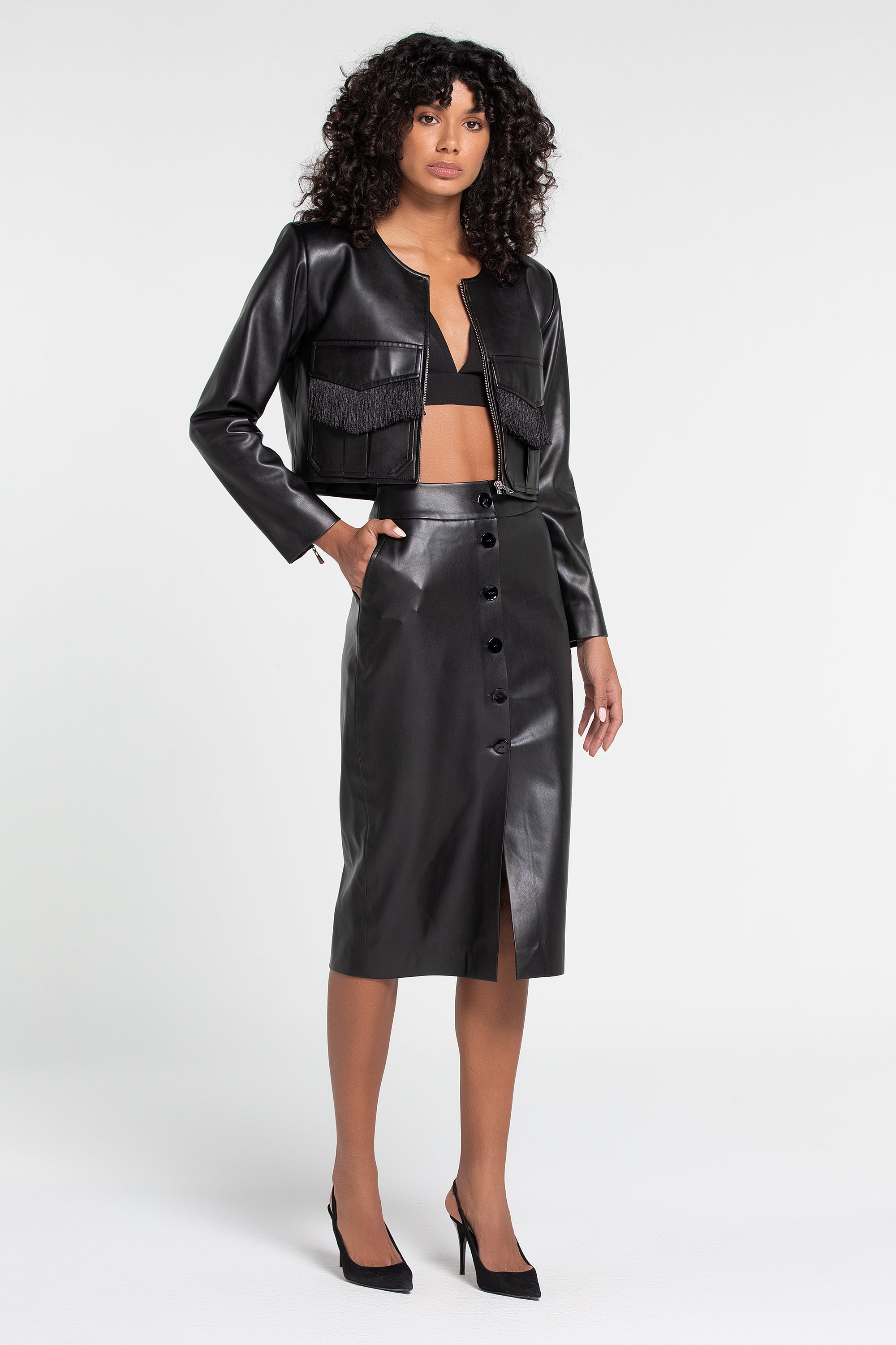 VEGAN LEATHER SKIRT SUIT (B2B)