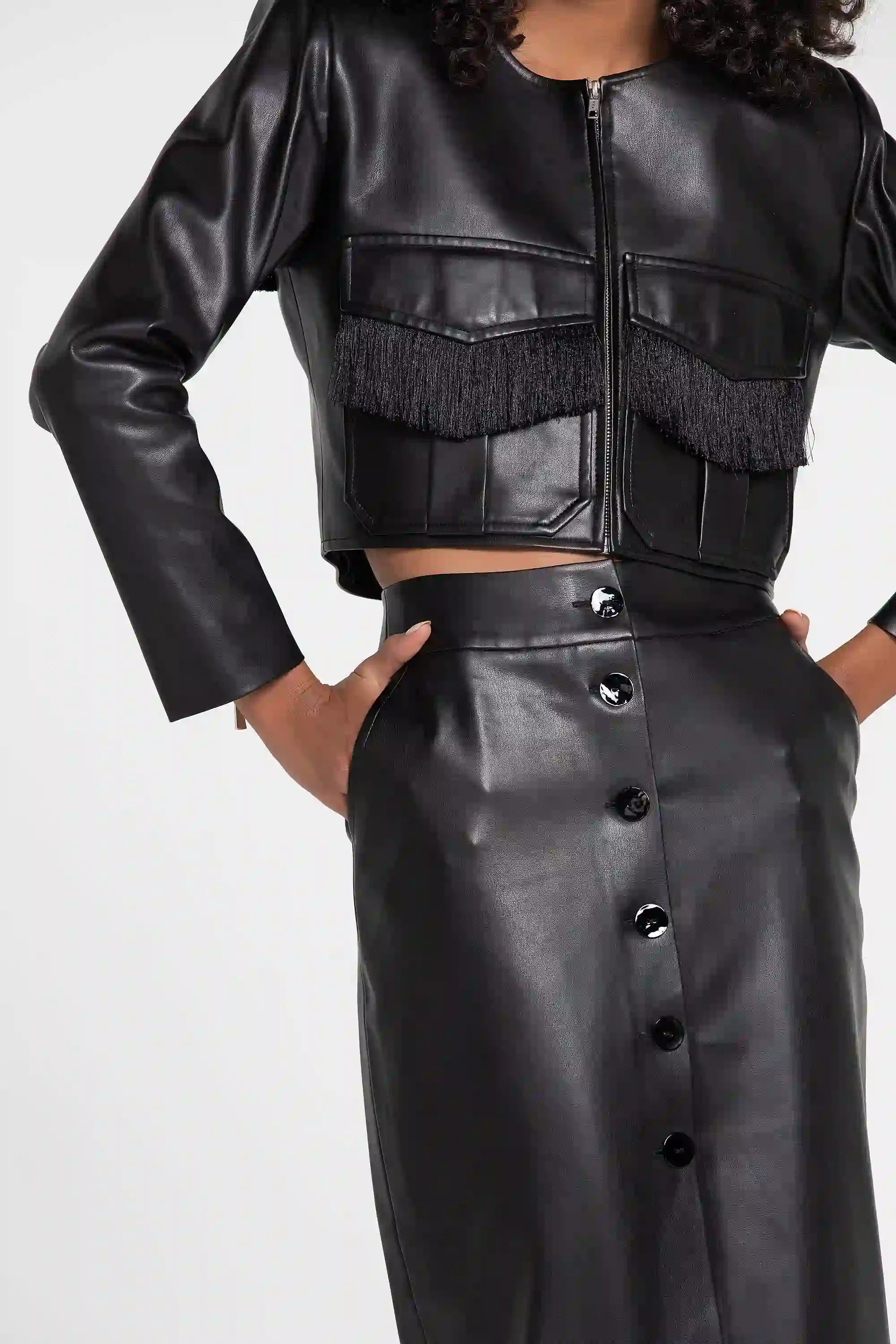 VEGAN LEATHER SKIRT SUIT (B2B)